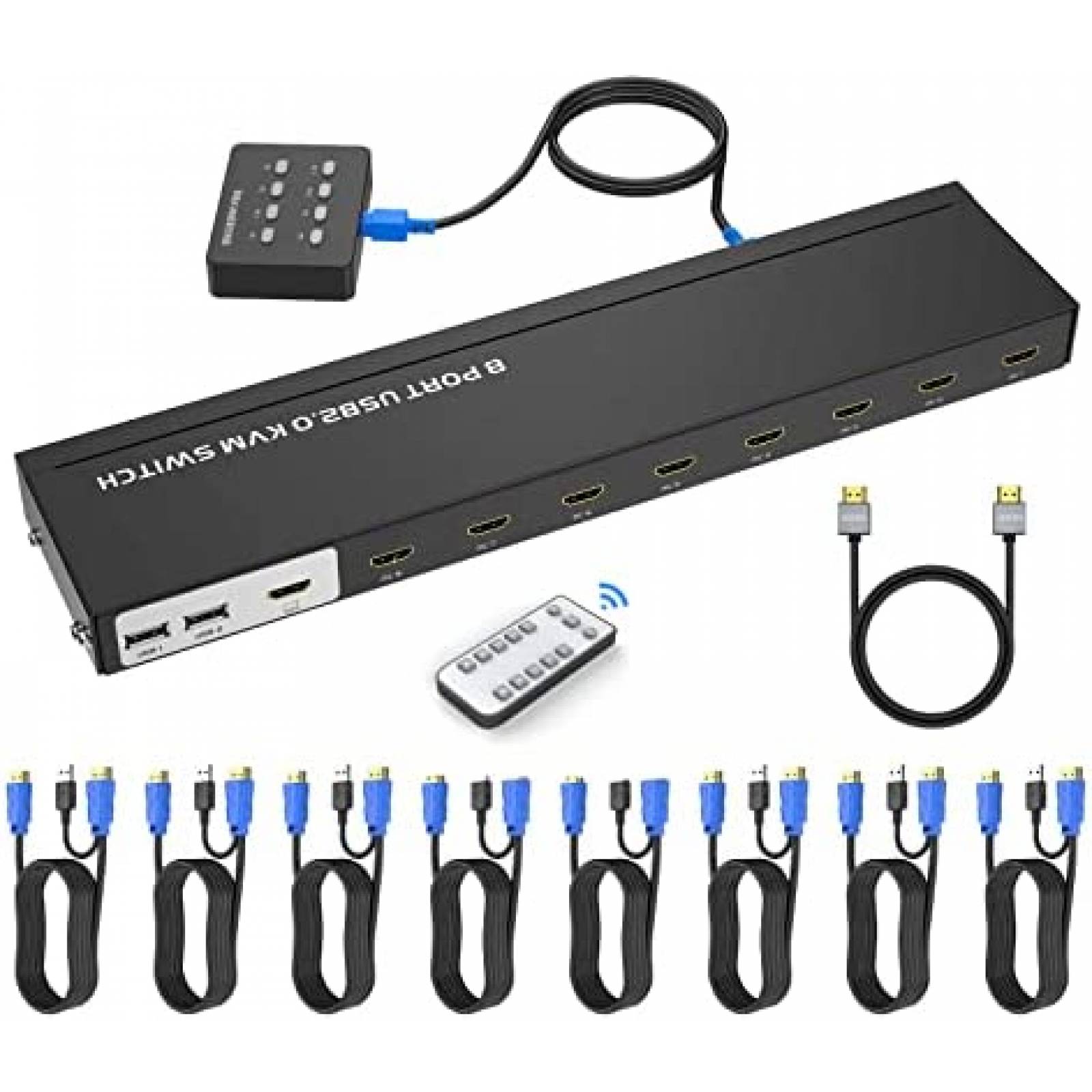 Conmutador KVM Yinker HDMI de 8 Puertos 4 Concentradores