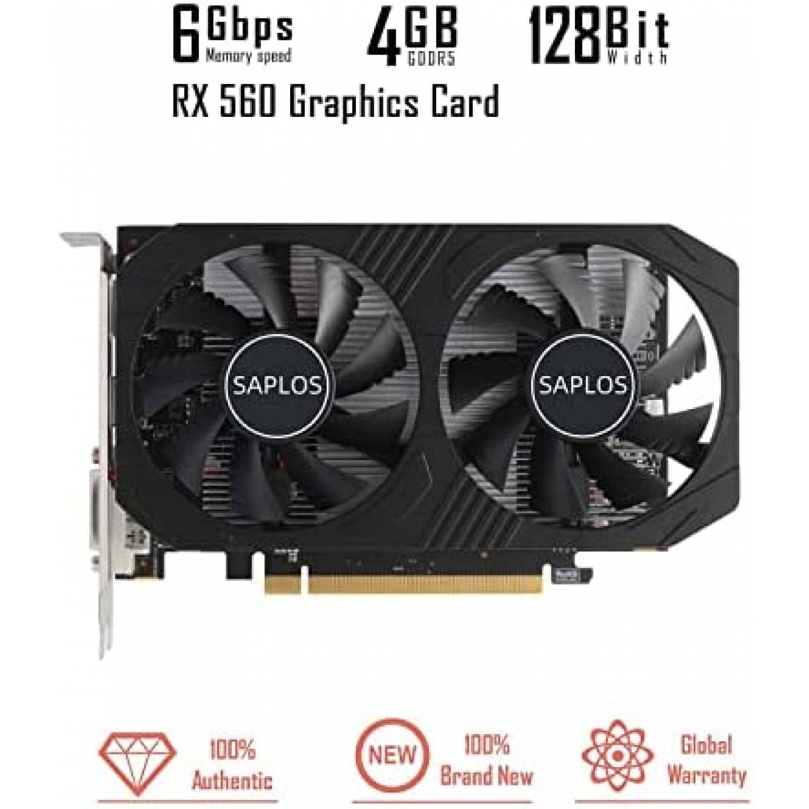 Tarjeta Grafica SAPLOS Radeon RX 560 4GB GDDR5 -Negro