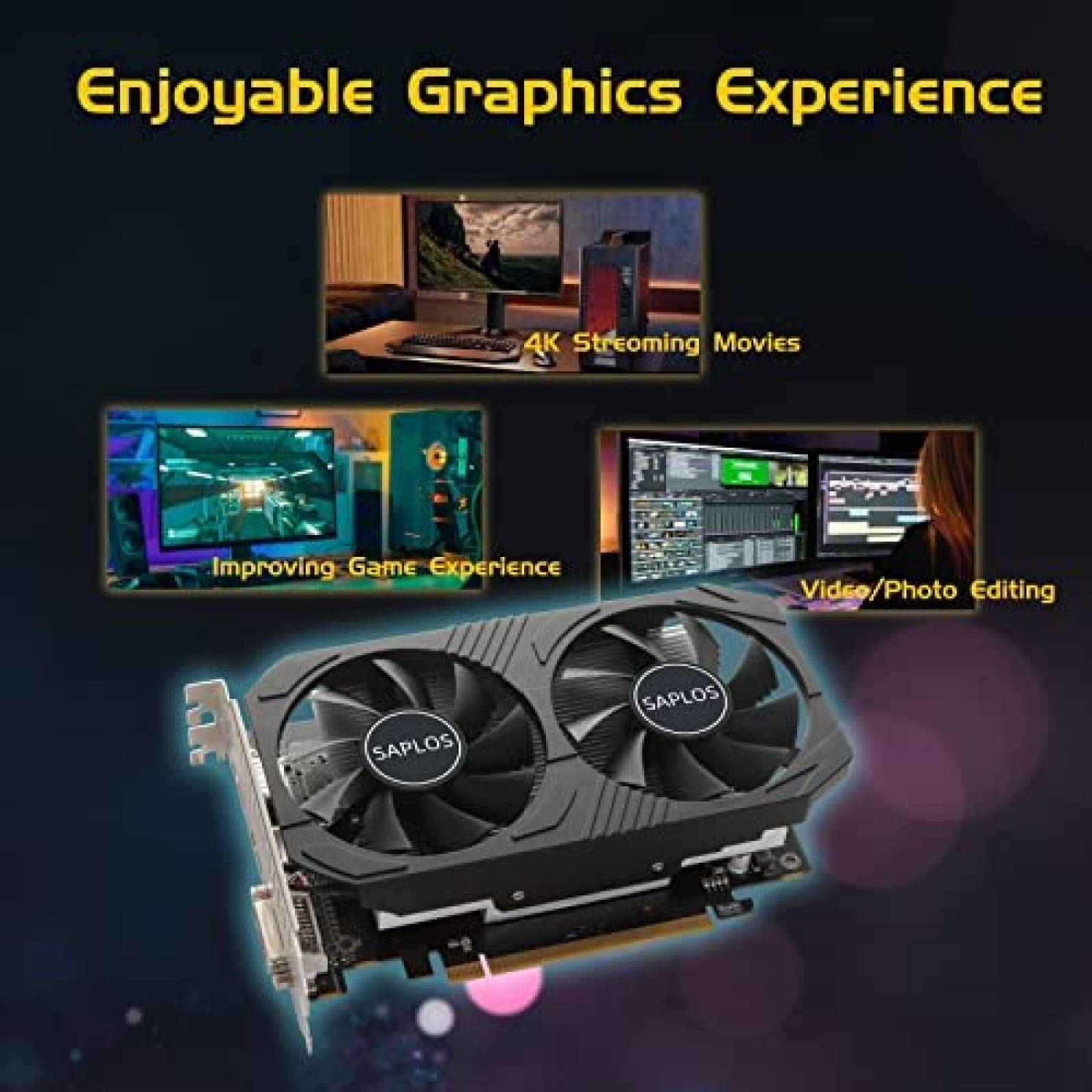 Tarjeta Grafica SAPLOS Radeon RX 560 4GB GDDR5 -Negro