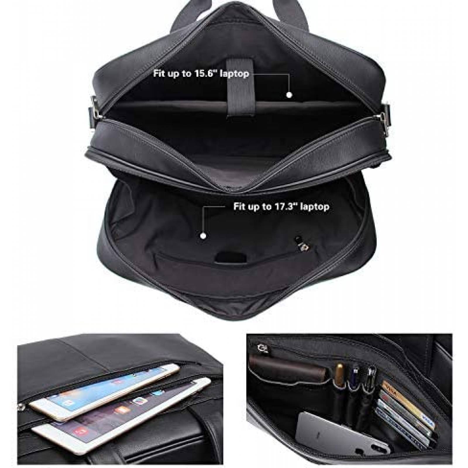 Maletin para Laptop Polare de Piel hasta 15.6'' -Negro