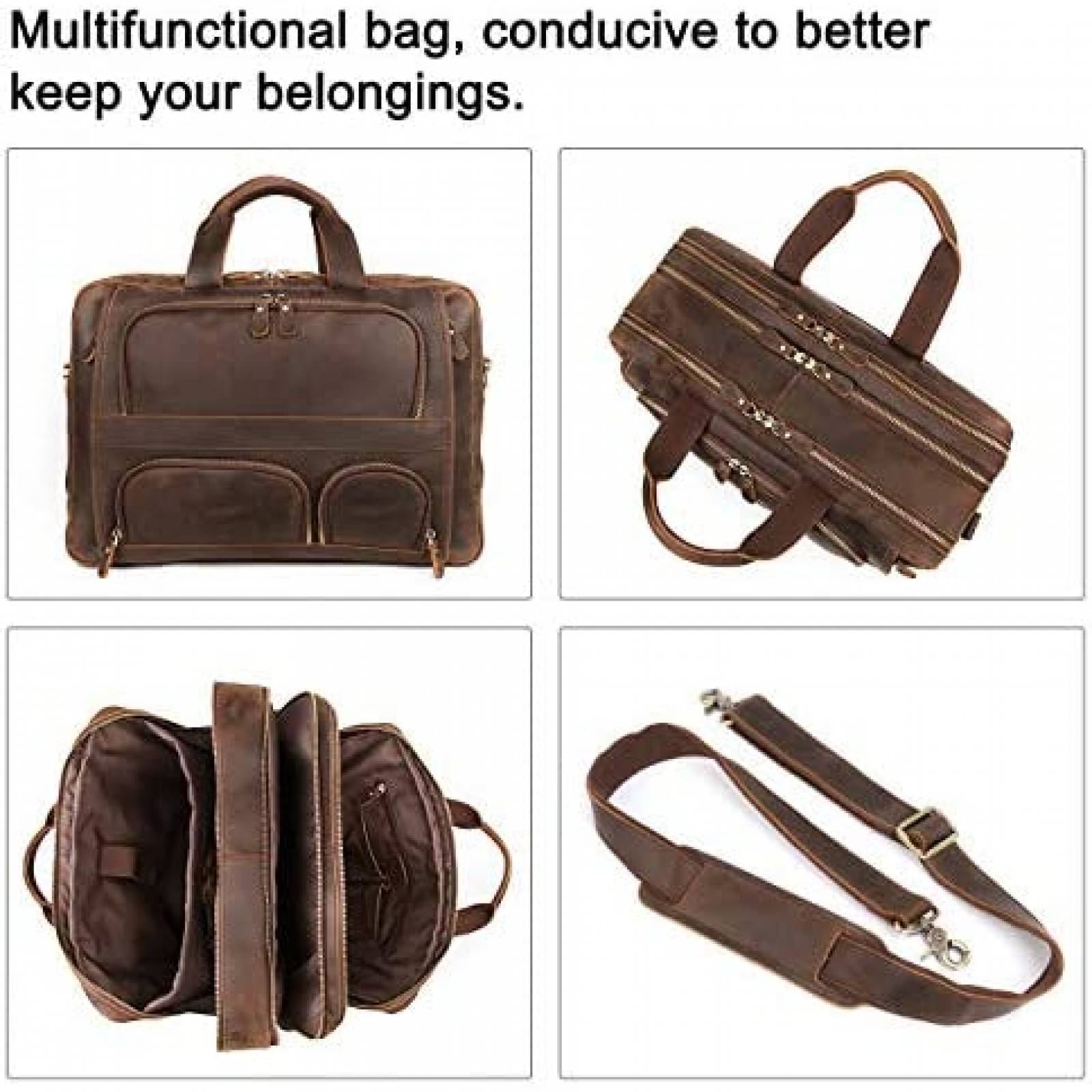 Maletin para Laptop Augus de Piel hasta 15.6'' -Negro