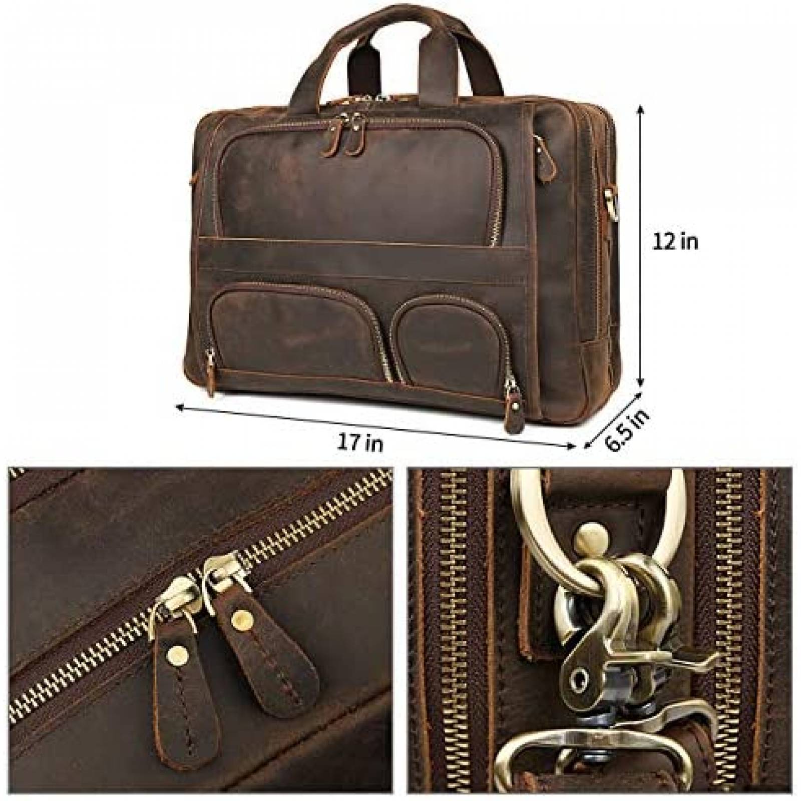 Maletin para Laptop Augus de Piel hasta 15.6'' -Negro