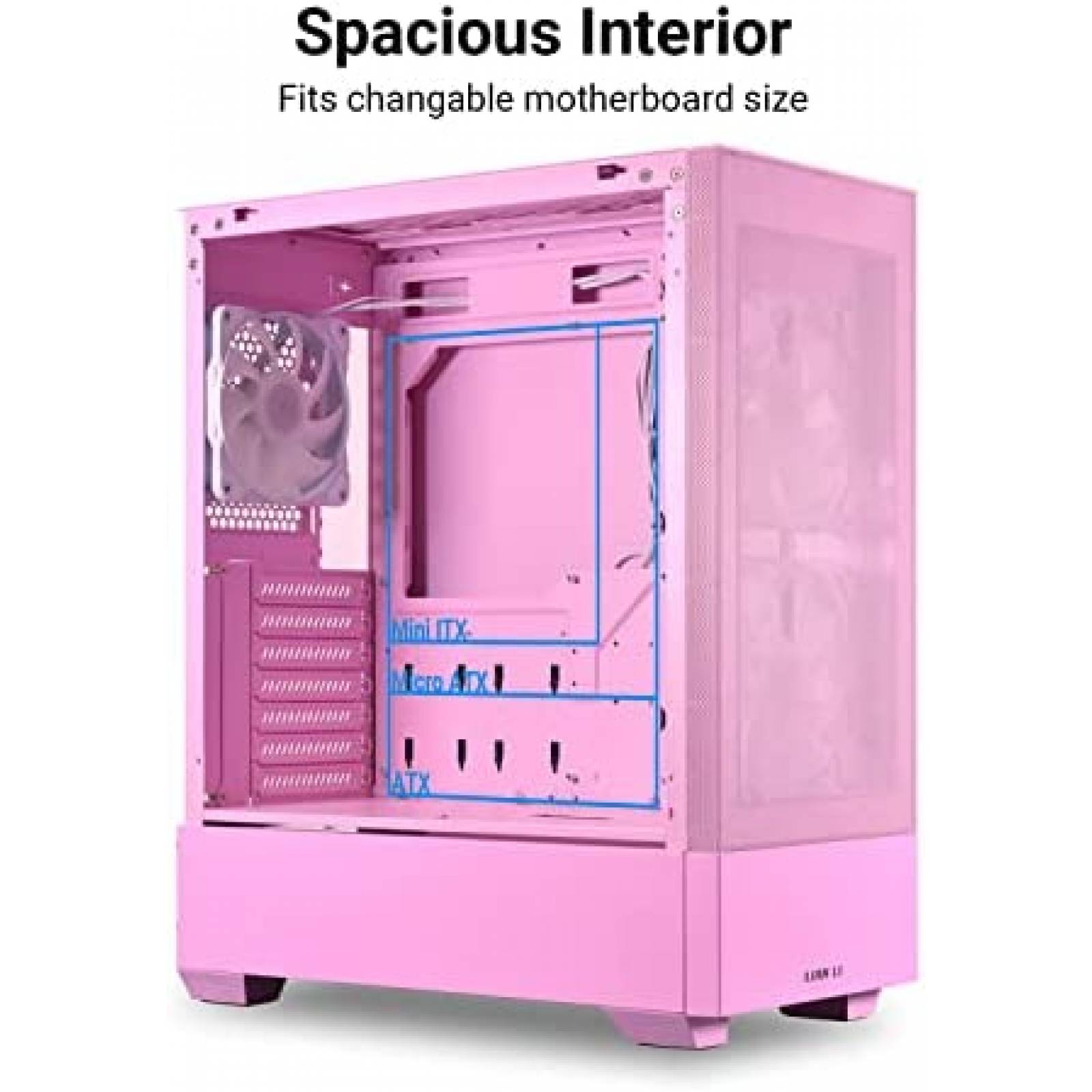 Gabinete PC LIAN LI Resistente Vidrio Templado RGB -Rosa