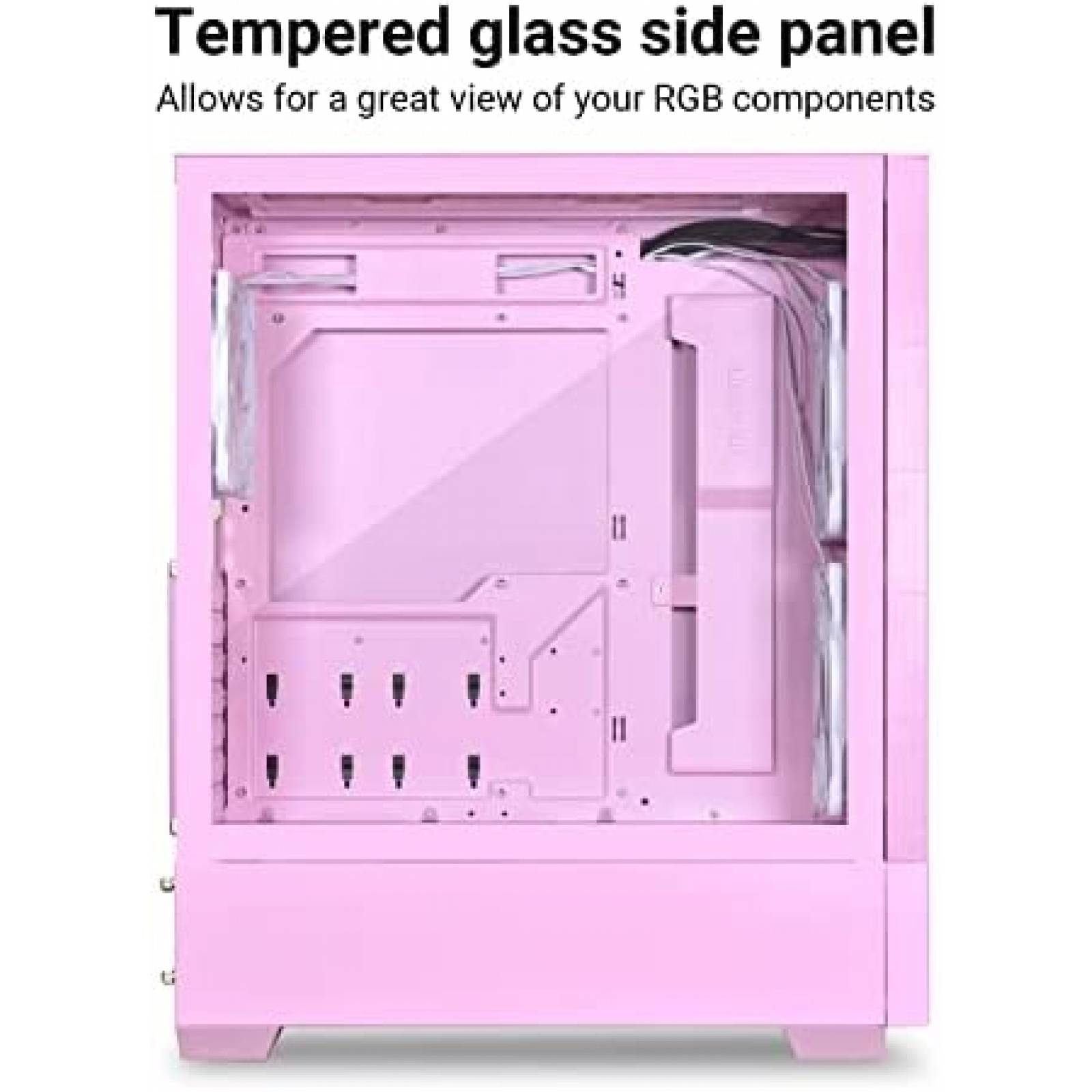 Gabinete PC LIAN LI Resistente Vidrio Templado RGB -Rosa