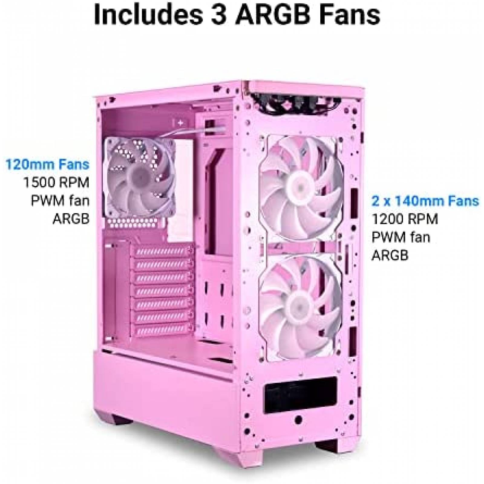Gabinete PC LIAN LI Resistente Vidrio Templado RGB -Rosa