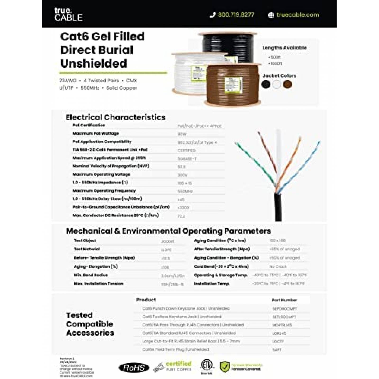 Cable Ethernet trueCABLE Cat6 152.4Mts 23AWG 550Mhz Etl -N
