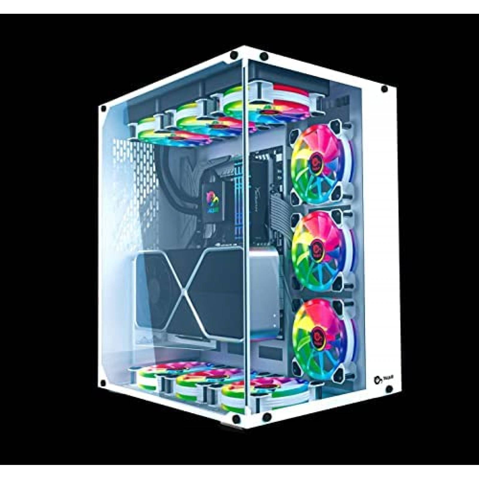 Gabinete PC TALIUS Resistente Vidrio Templado Gamer -Blanco