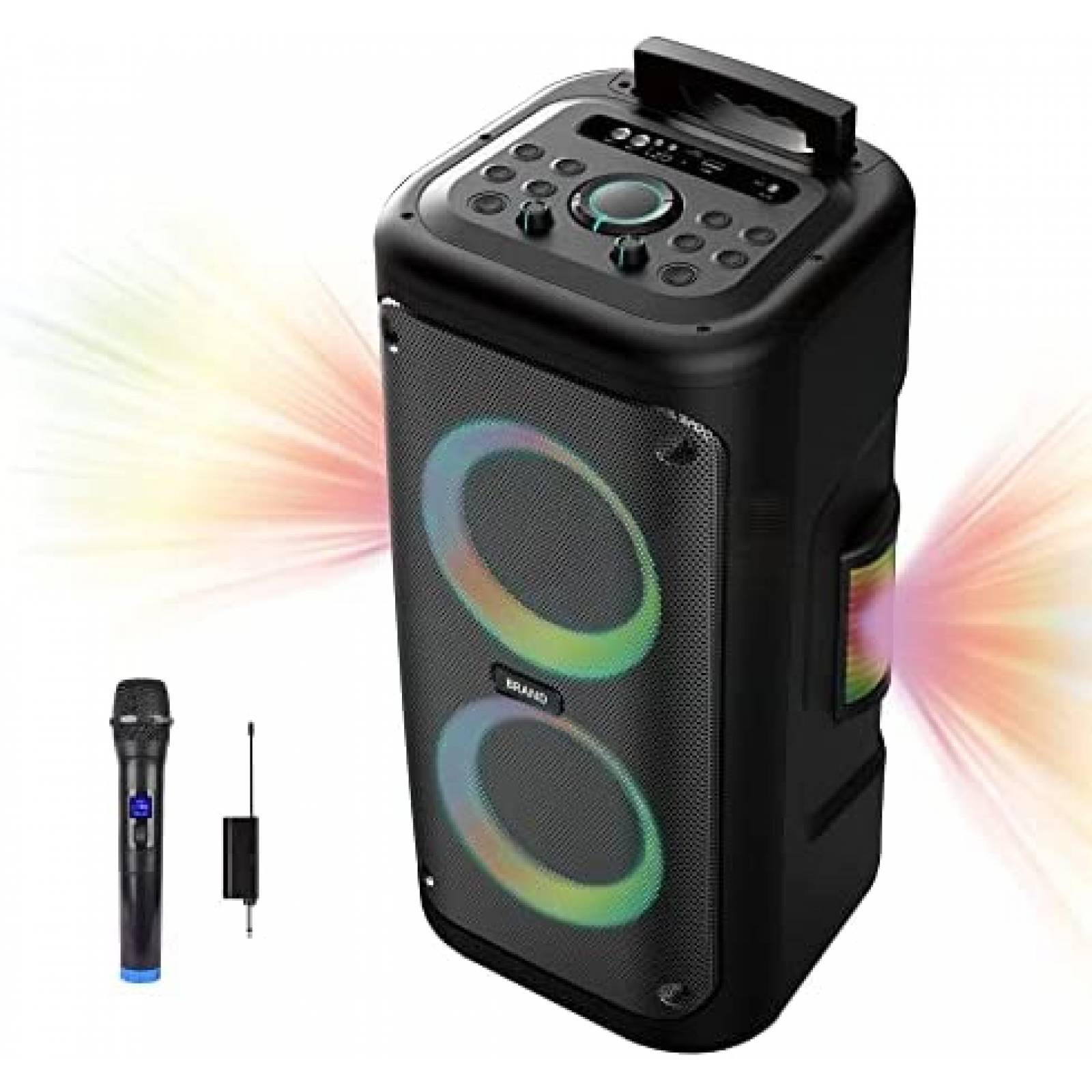 Bocina Portatil B0B6BTCGMV PA3-2 Karaoke LED con Ruedas