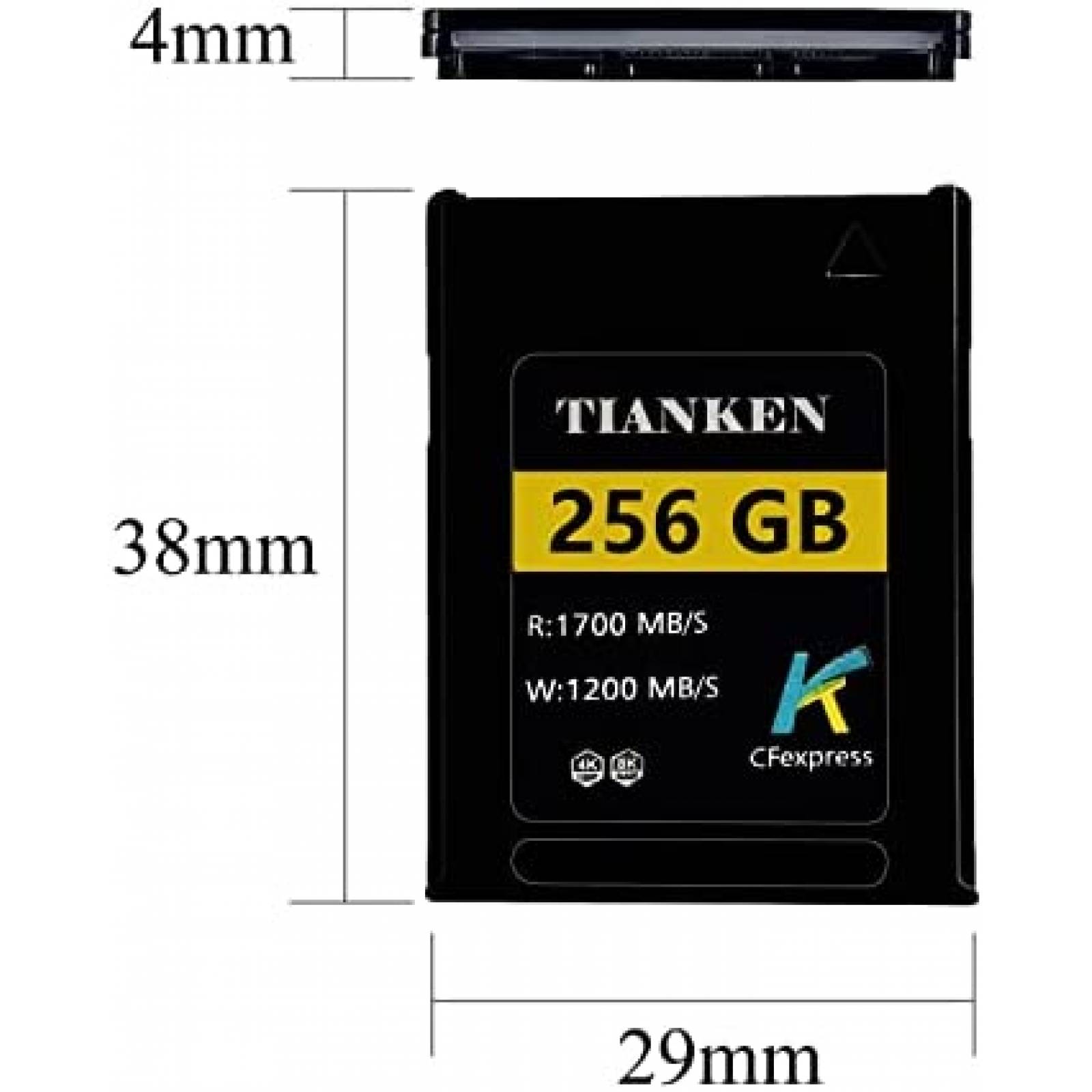 Tarjeta de Memoria Tianken CFXB 256GB 1700MB/s 8K -Negro