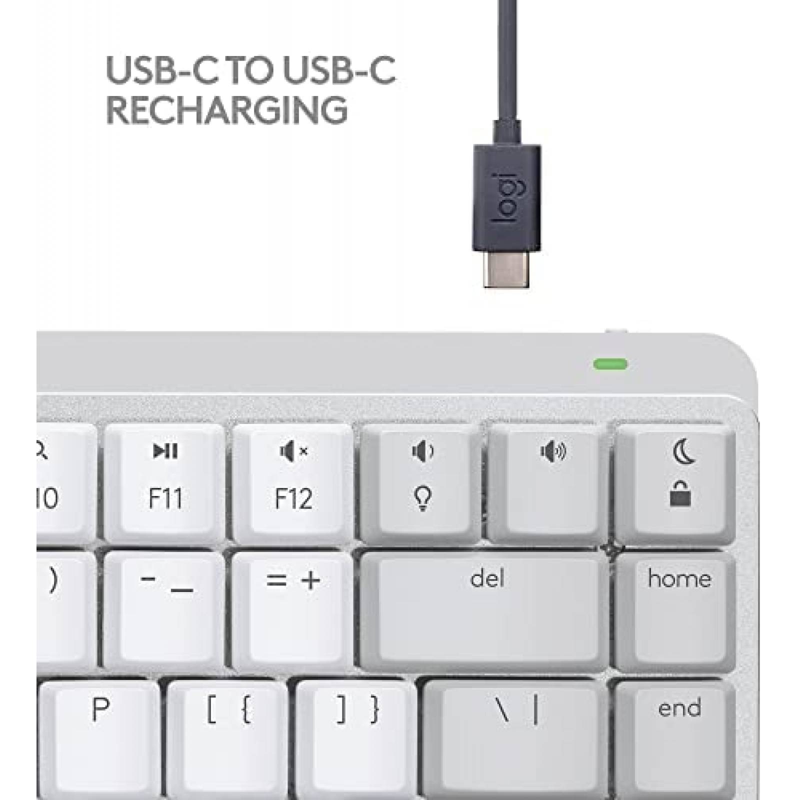 Teclado LOGITECH Mecanico Ergonomico Retroiluminado -Blanco