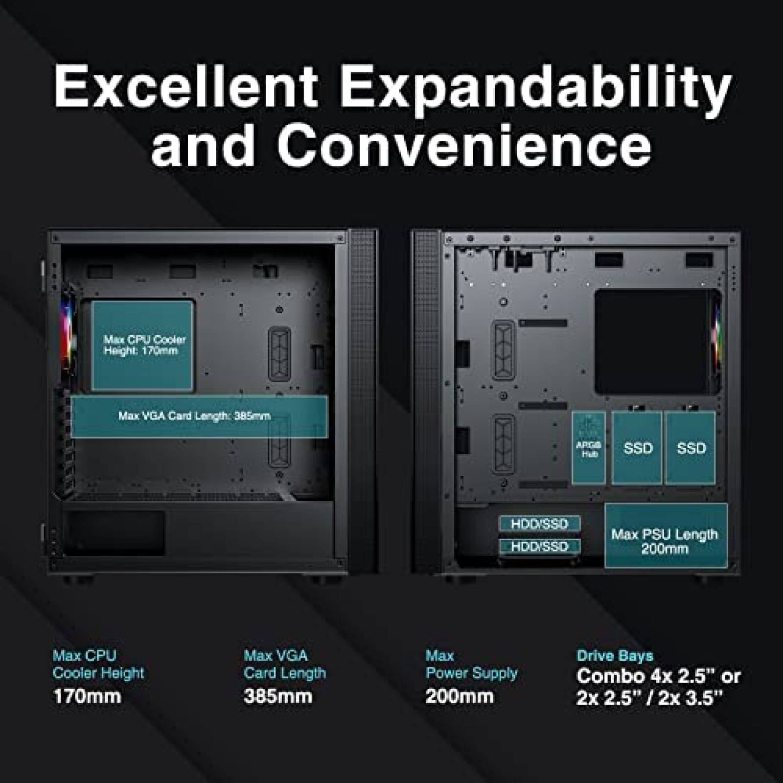 Gabinete PC DARKROCK Resistente Vidrio Templado RGB Negro