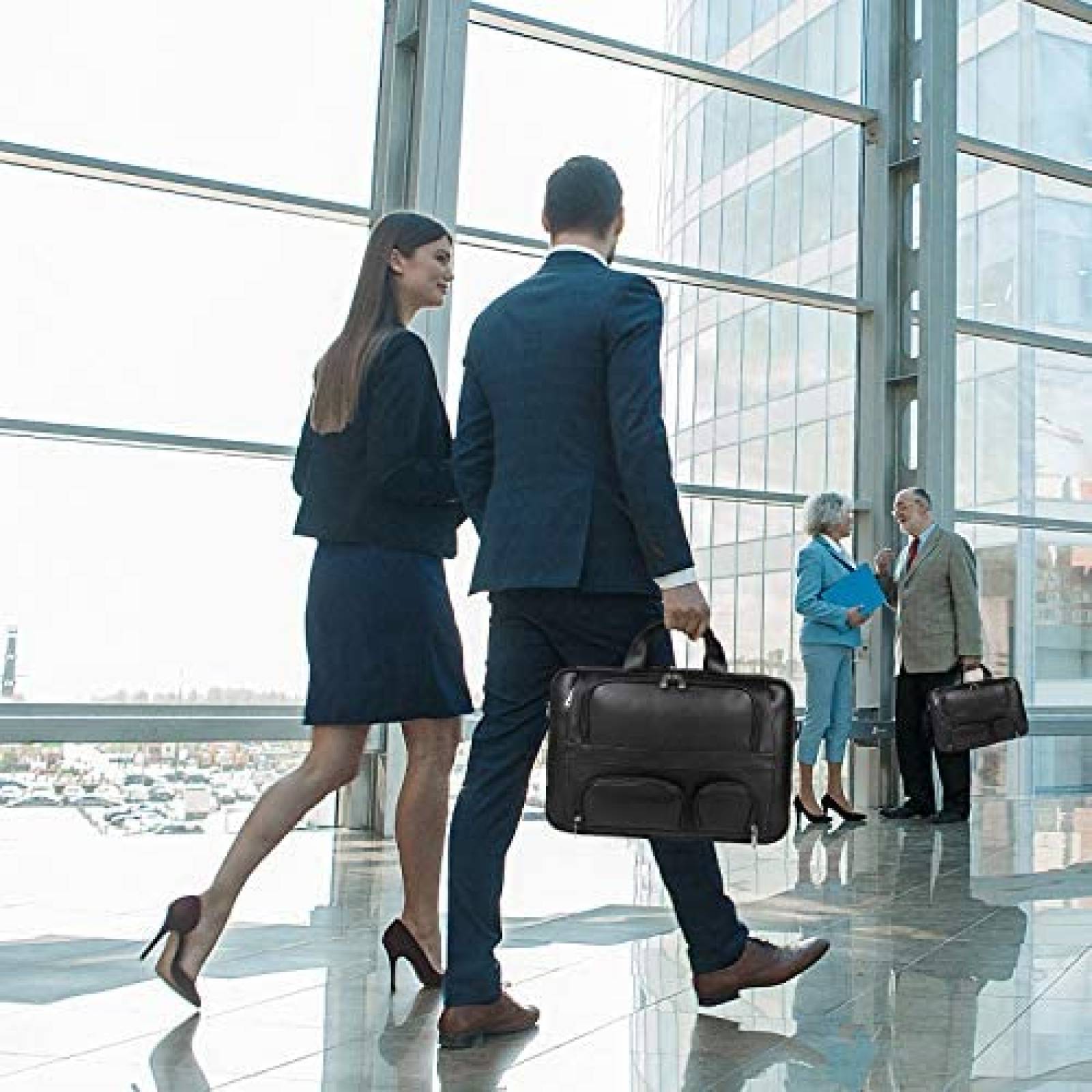 Maletin para Laptop Nappa de Piel hasta 17'' -Negro