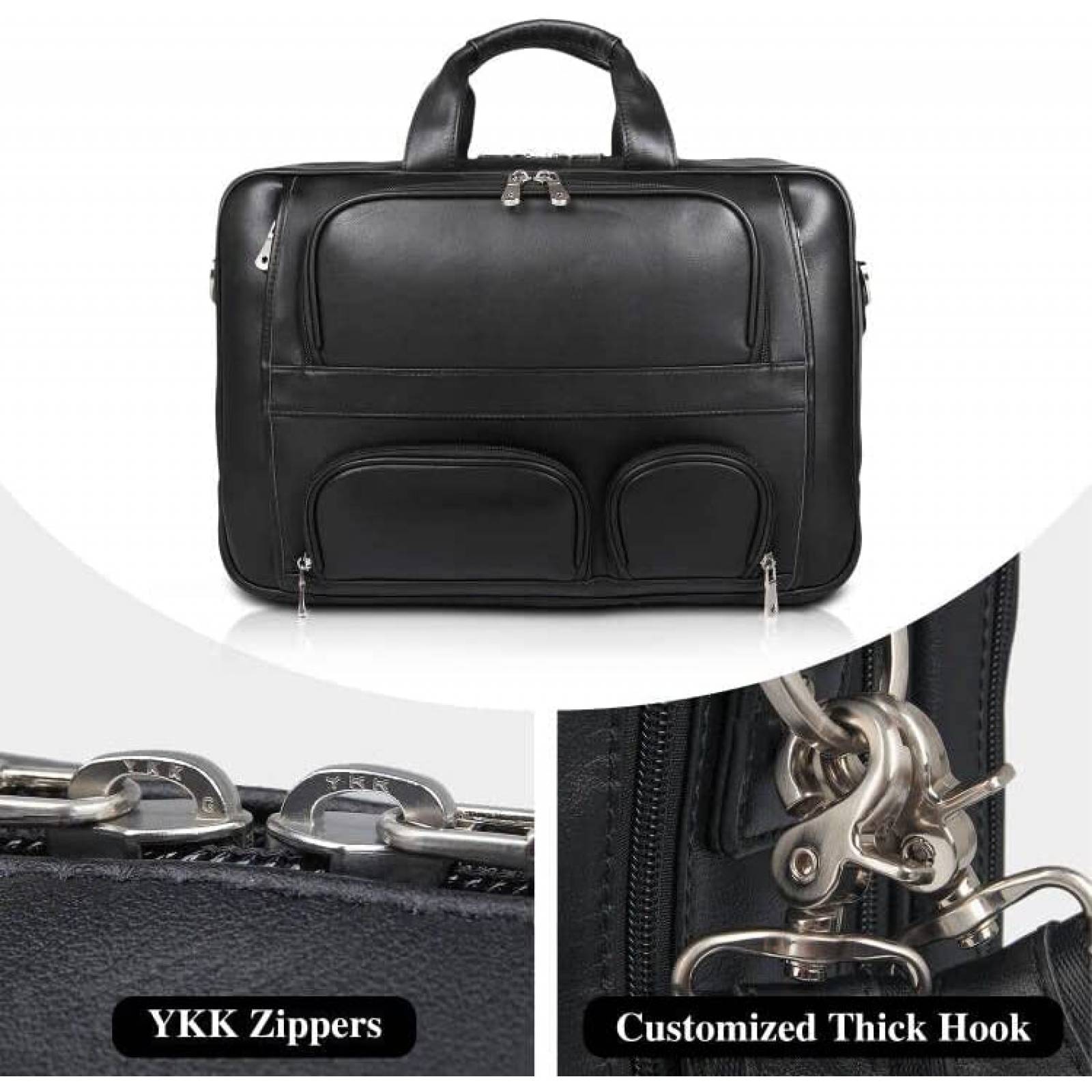 Maletin para Laptop Nappa de Piel hasta 17'' -Negro