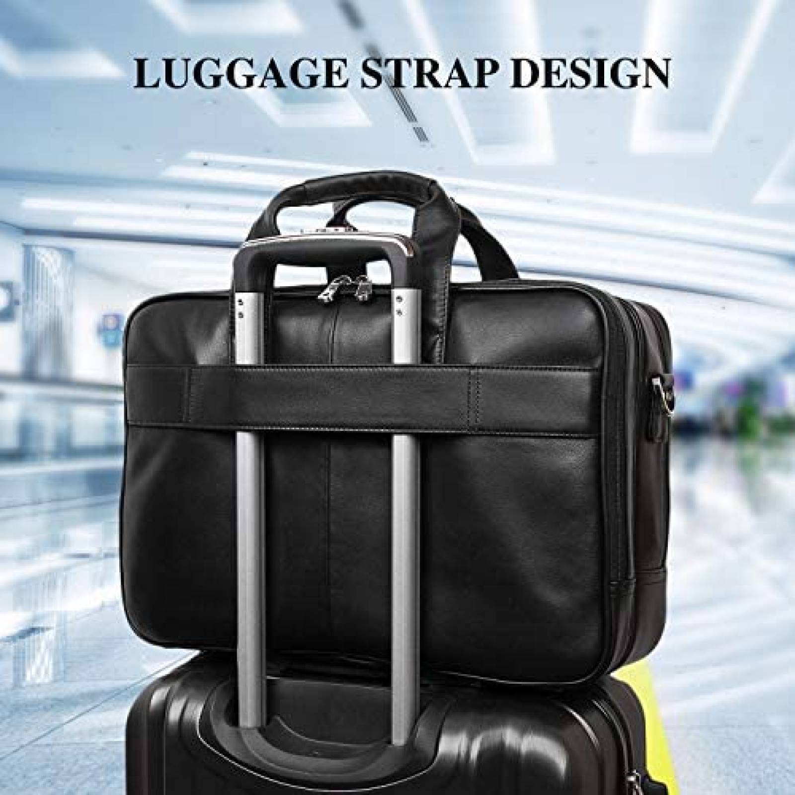 Maletin para Laptop Nappa de Piel hasta 17'' -Negro