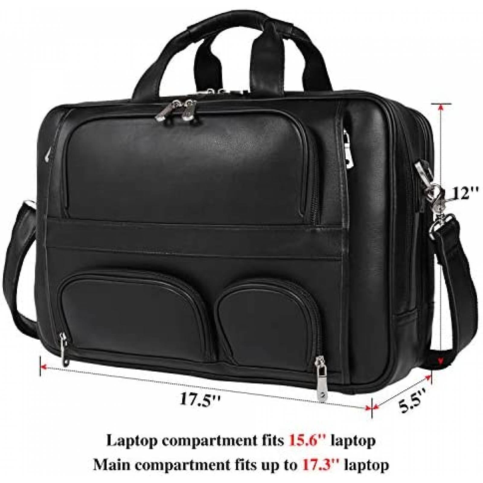 Maletin para Laptop Nappa de Piel hasta 17'' -Negro