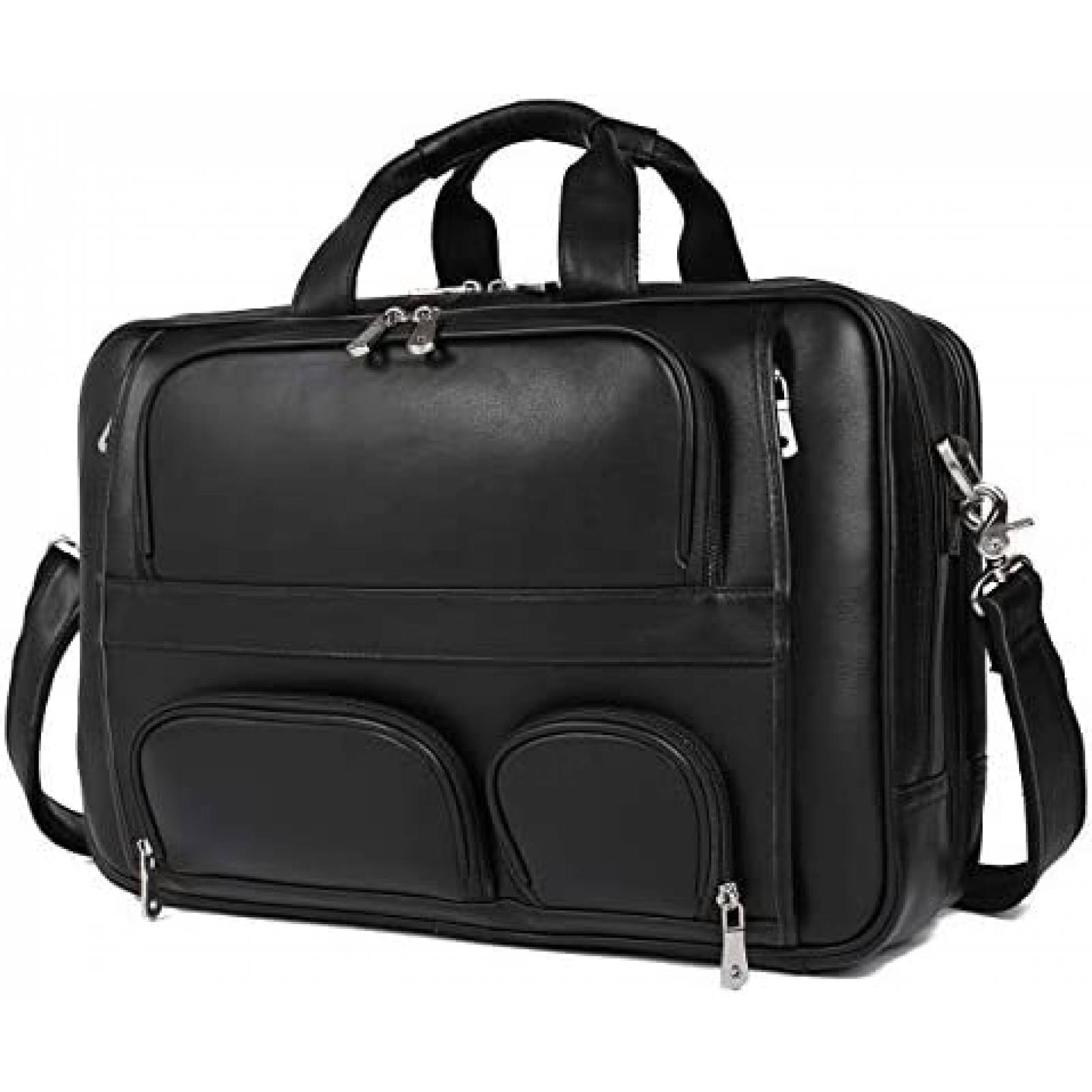 Maletin para Laptop Nappa de Piel hasta 17'' -Negro