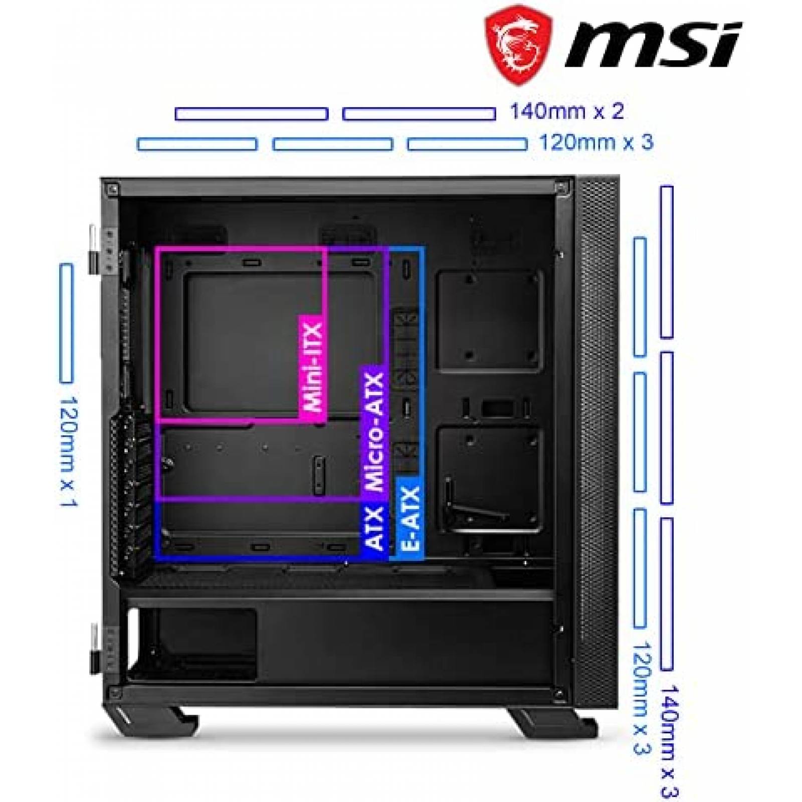 Gabinete PC MSI Resistente Vidrio Templado RGB -Negro