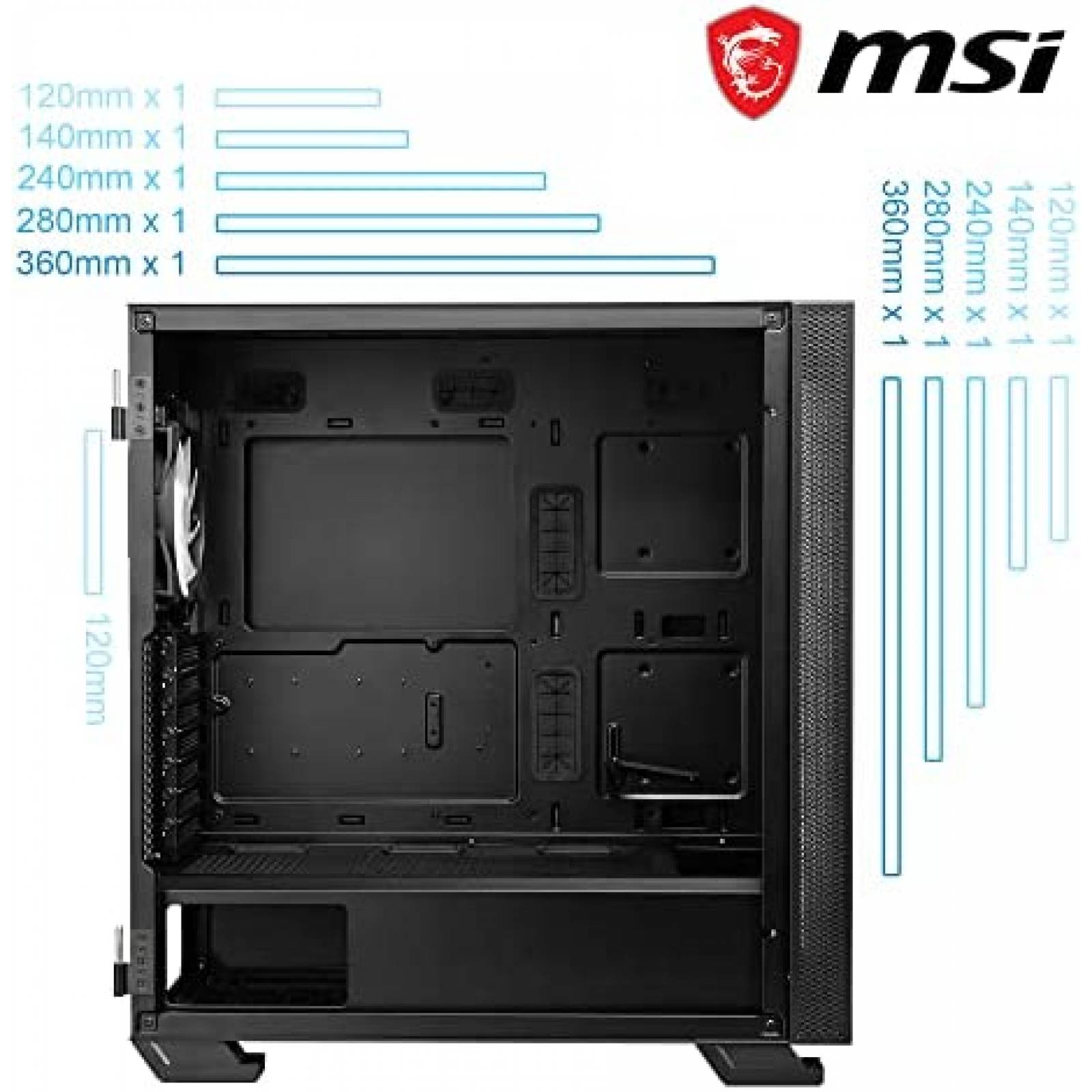 Gabinete PC MSI Resistente Vidrio Templado RGB -Negro