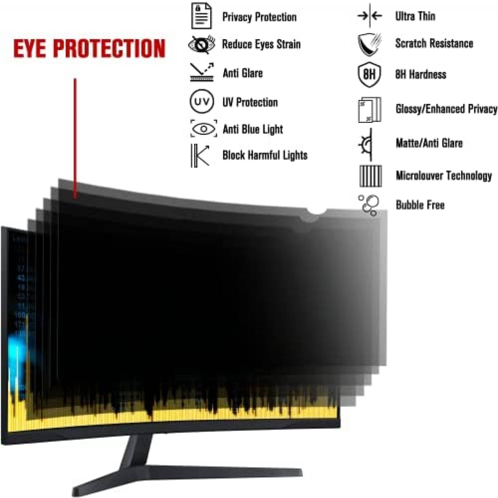 Filtro de Privacidad para Pantalla ZYY 34" Film Antiarañazos