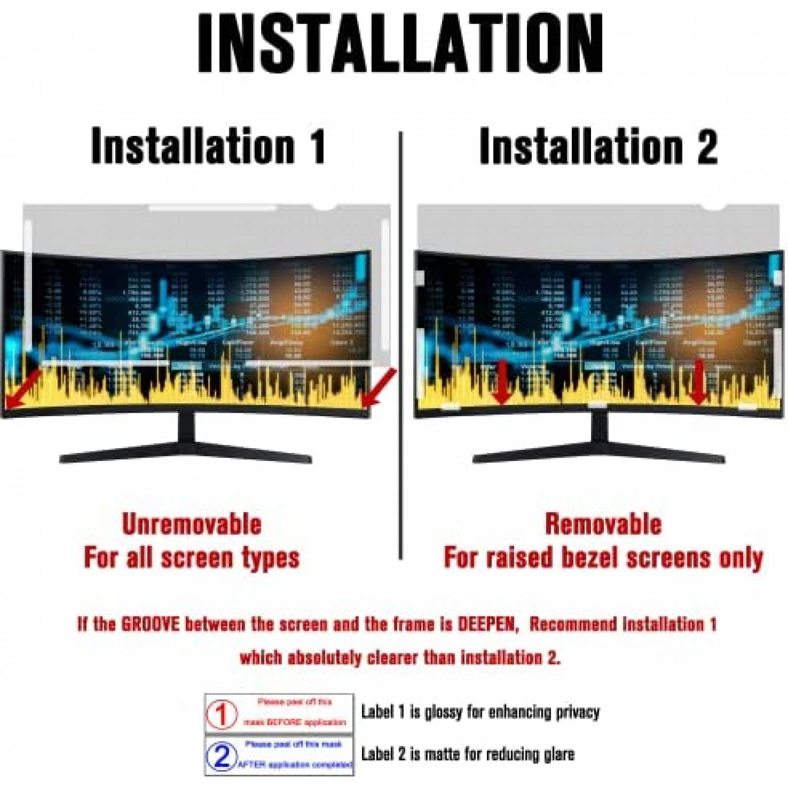 Filtro de Privacidad para Pantalla ZYY 34" Film Antiarañazos