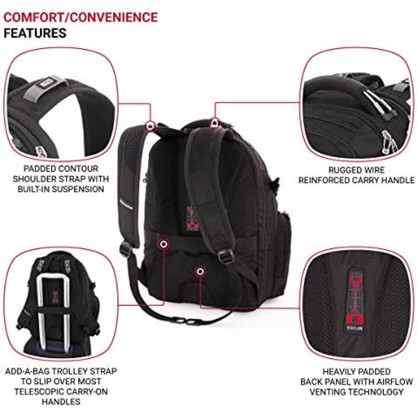 Mochila para Laptop SwissGear Grande 15" Resistene -Negro