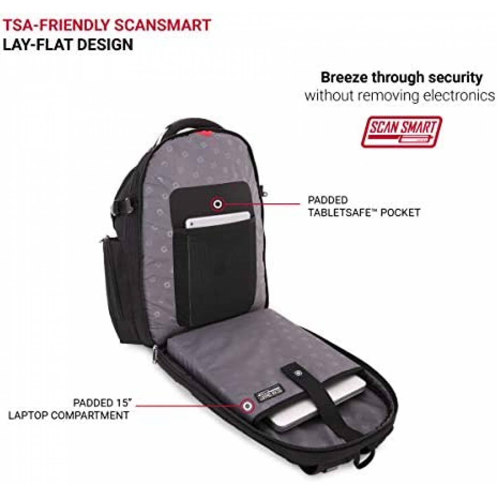 Mochila para Laptop SwissGear Grande 15" Resistene -Negro