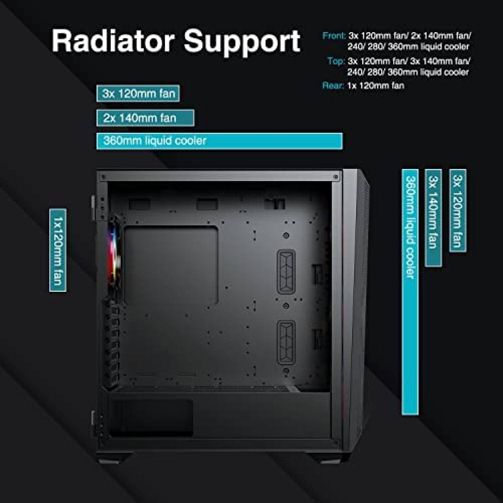 Gabinete PC DARKROCK Resistente Vidrio Templado RGB -Negro