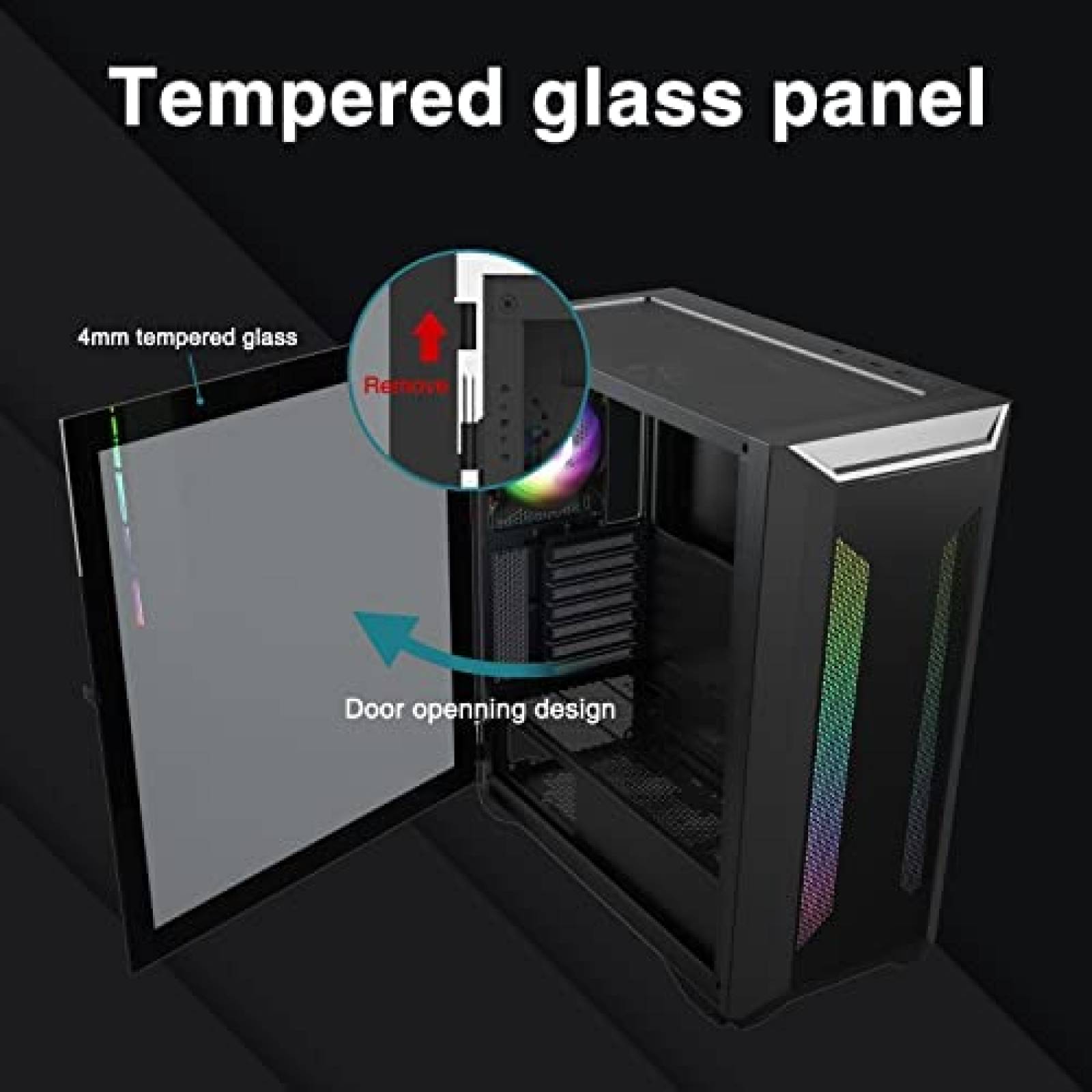 Gabinete PC DARKROCK Resistente Vidrio Templado RGB -Negro