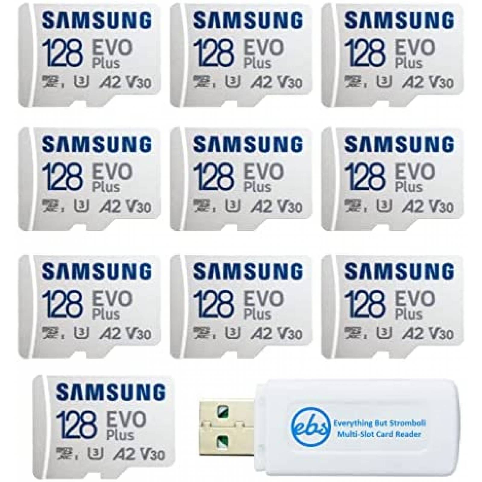 10 Tarjetas de Memoria Samsung Evo Plus MicroSD 128GB