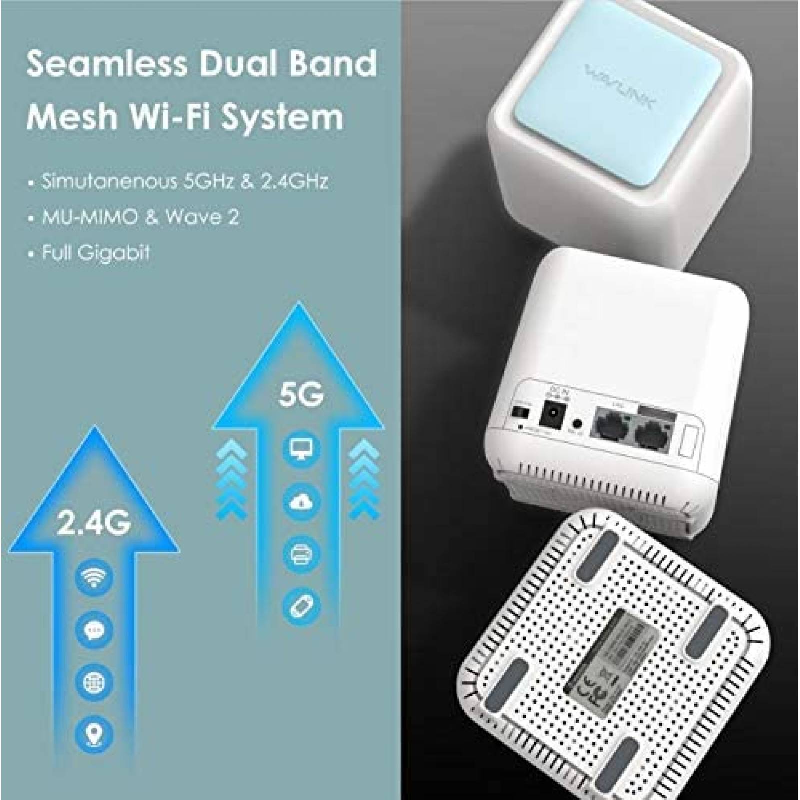 Sistema Mesh Wifi WAVLINK AC1200 3 Pzs Banda Dual -Blanco