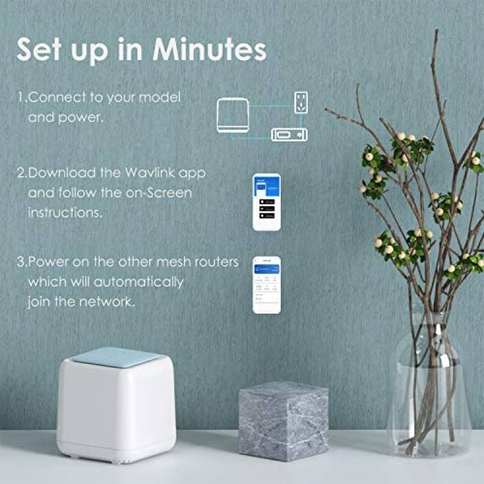 Sistema Mesh Wifi WAVLINK AC1200 3 Pzs Banda Dual -Blanco