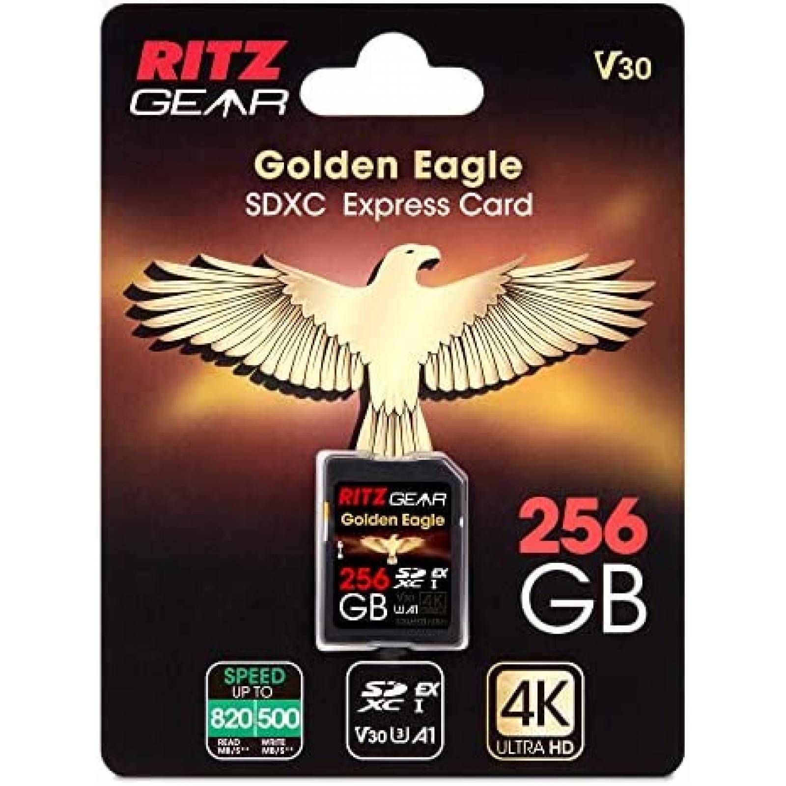 Tarjeta de Memoria Ritz Gear Golden Eagle SD 256GB 500MB/s
