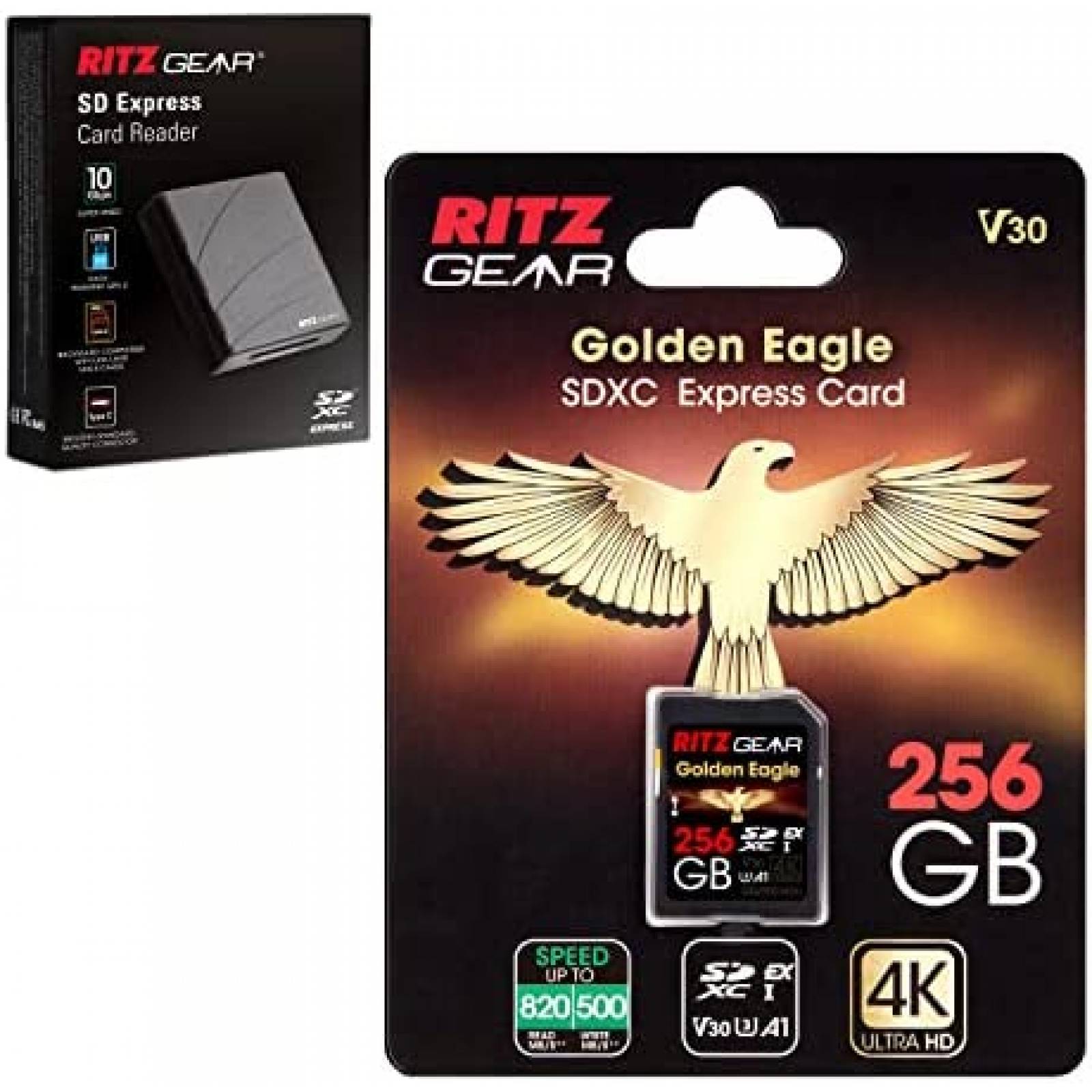 Tarjeta de Memoria Ritz Gear Golden Eagle SD 256GB 500MB/s