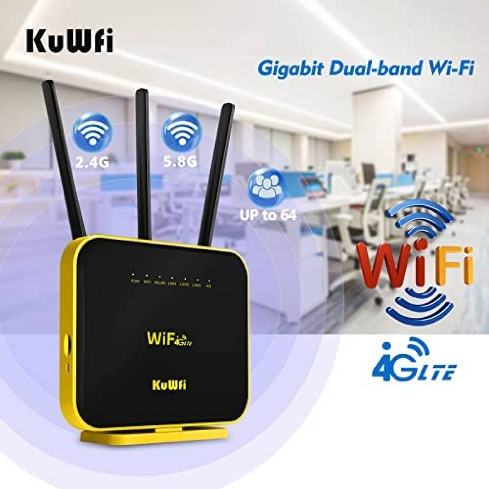 Router Kuwfi KF-C900-L Dual-band WiFi 5GHz 4G -Negro