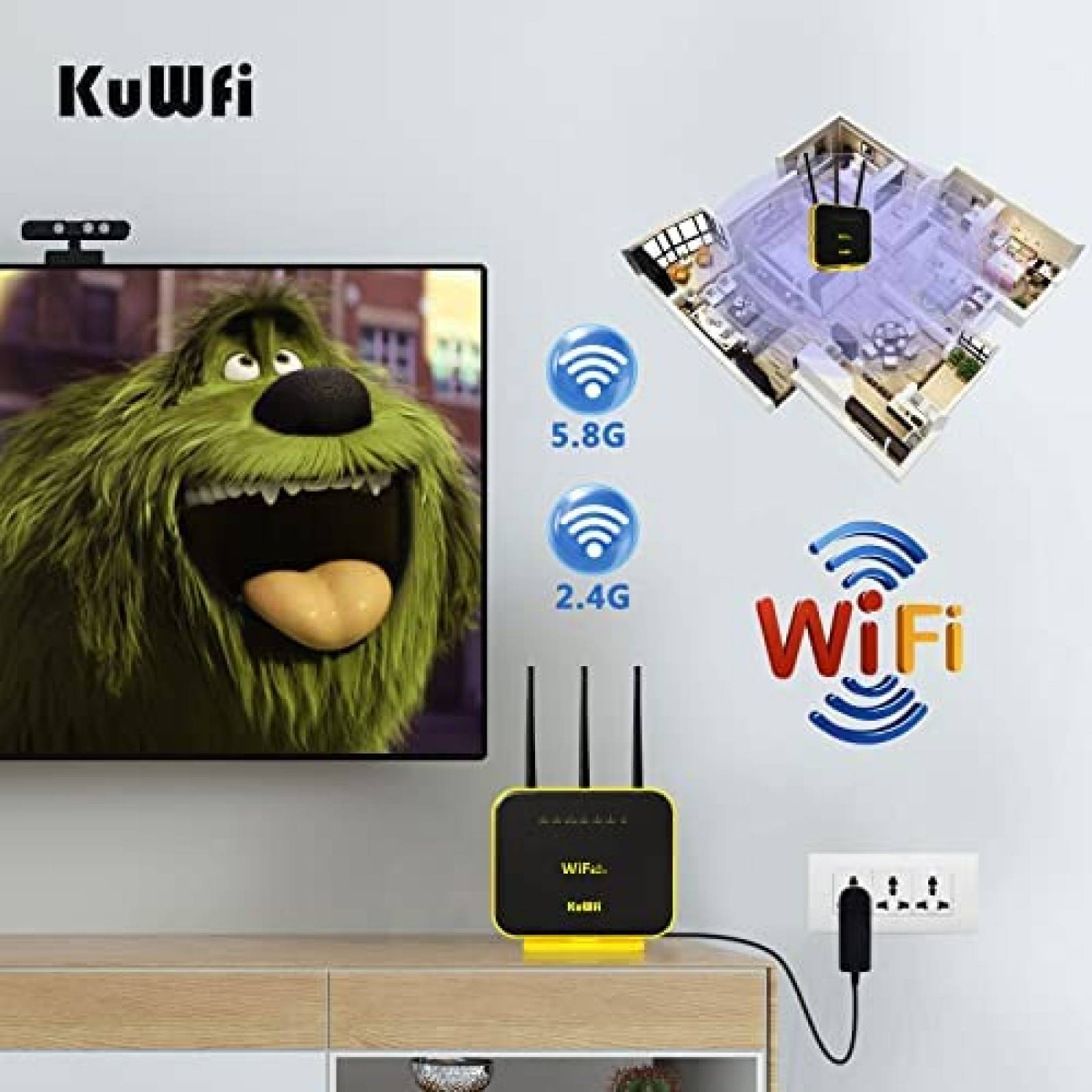 Router Kuwfi KF-C900-L Dual-band WiFi 5GHz 4G -Negro