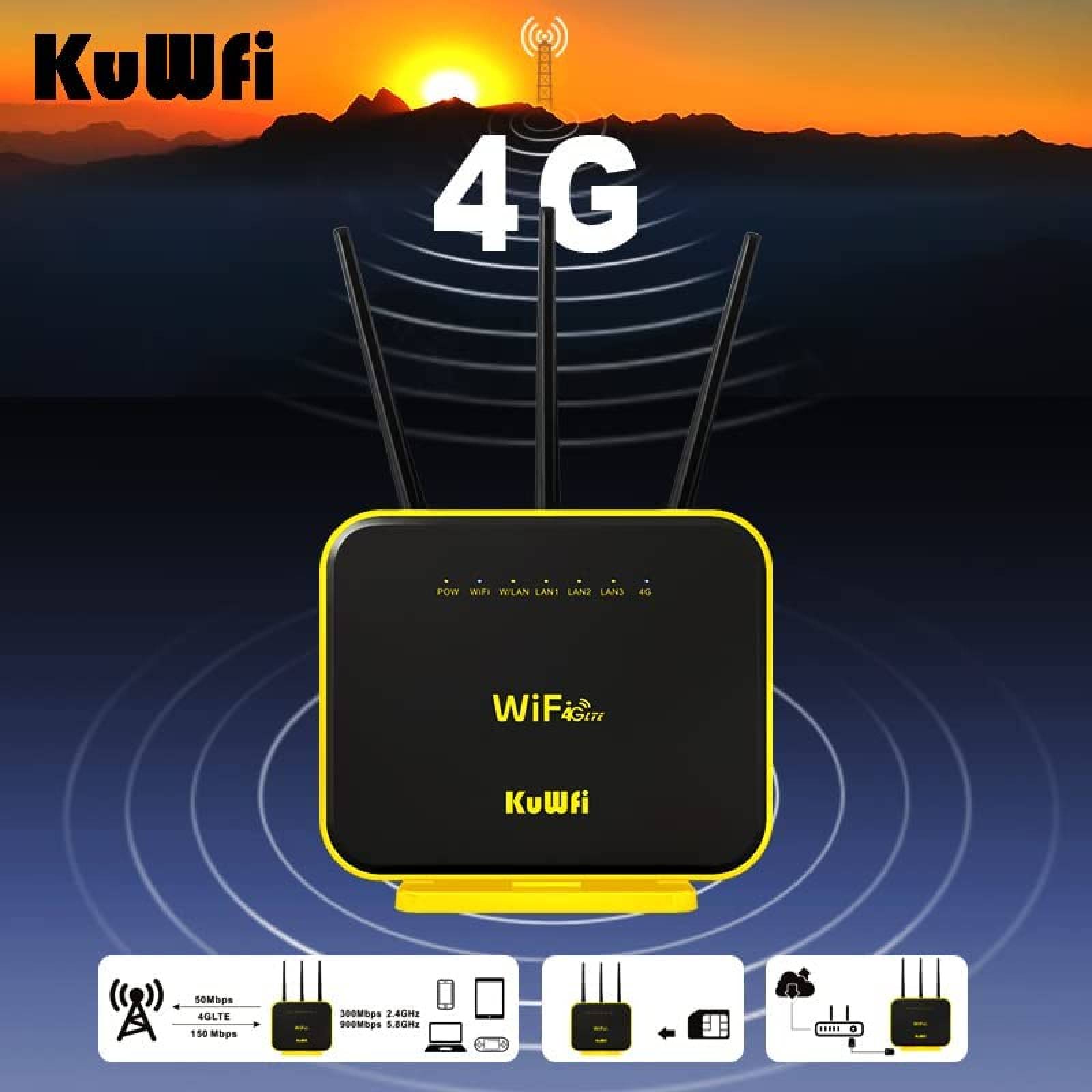 Router Kuwfi KF-C900-L Dual-band WiFi 5GHz 4G -Negro