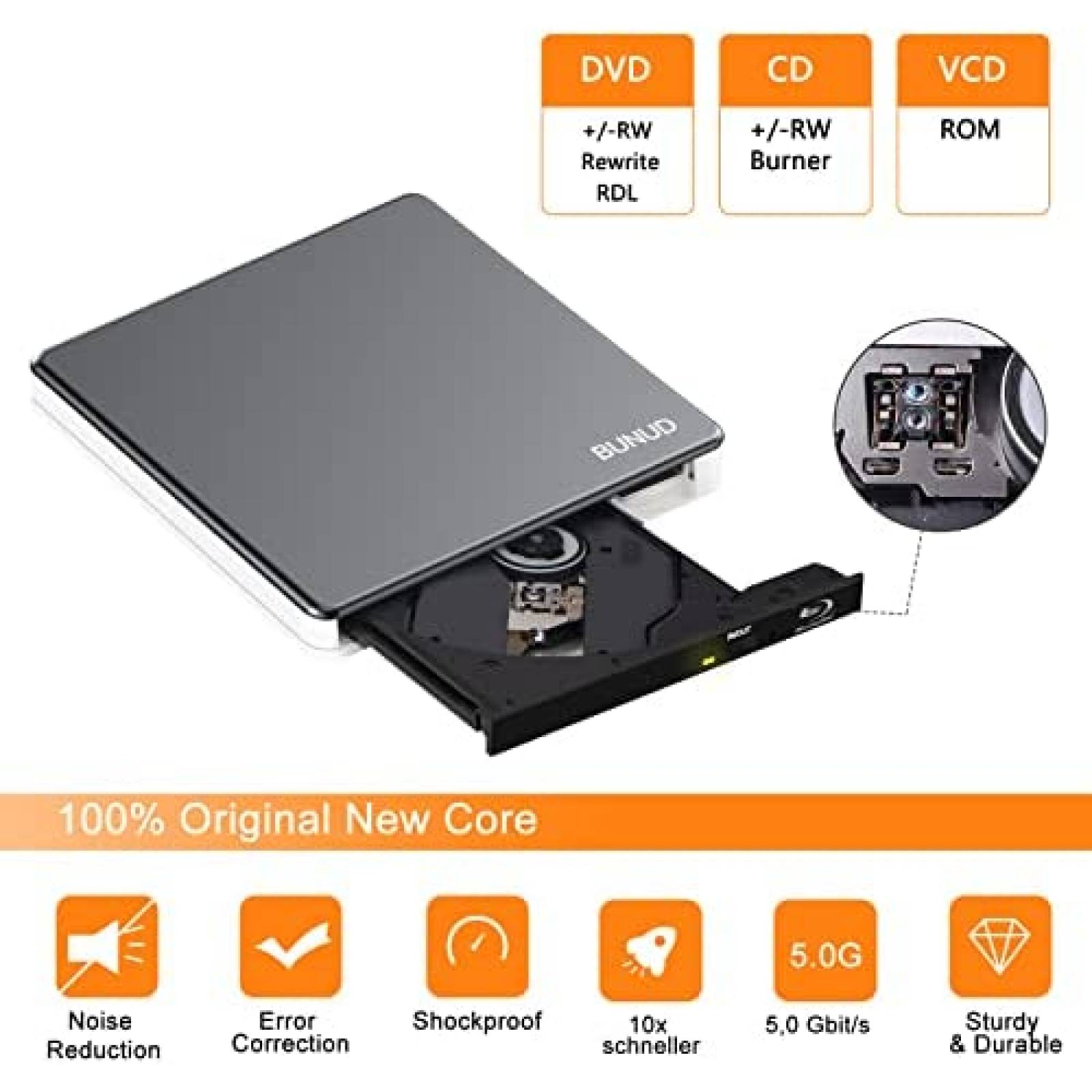 Unidad de Bluray Externa Homeyuan BUNUD USB 3.0 Tipo C