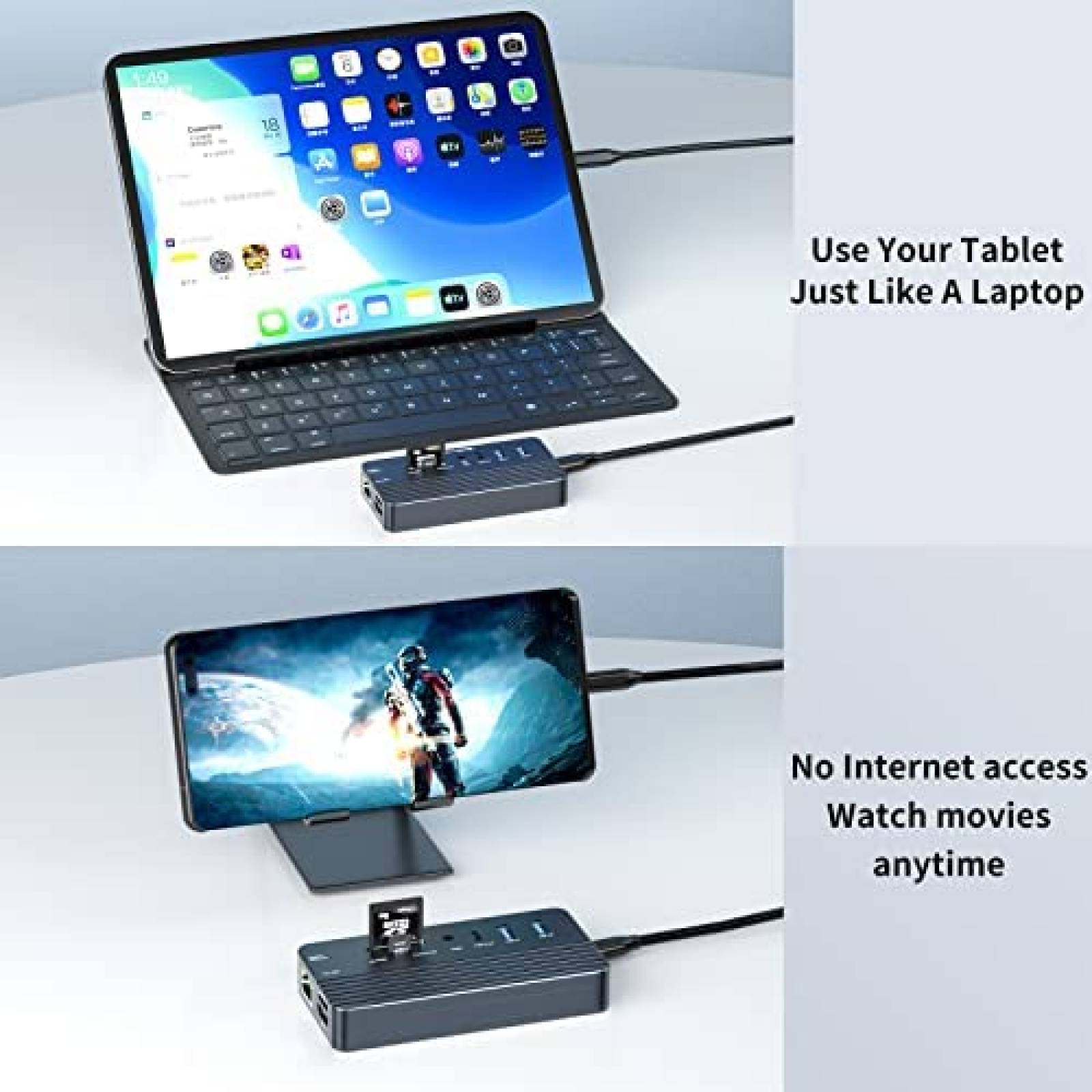 Hub USB ACASIS 10 en 1 Caja SSD M.2 NVME HDMI LAN 100W -Gris