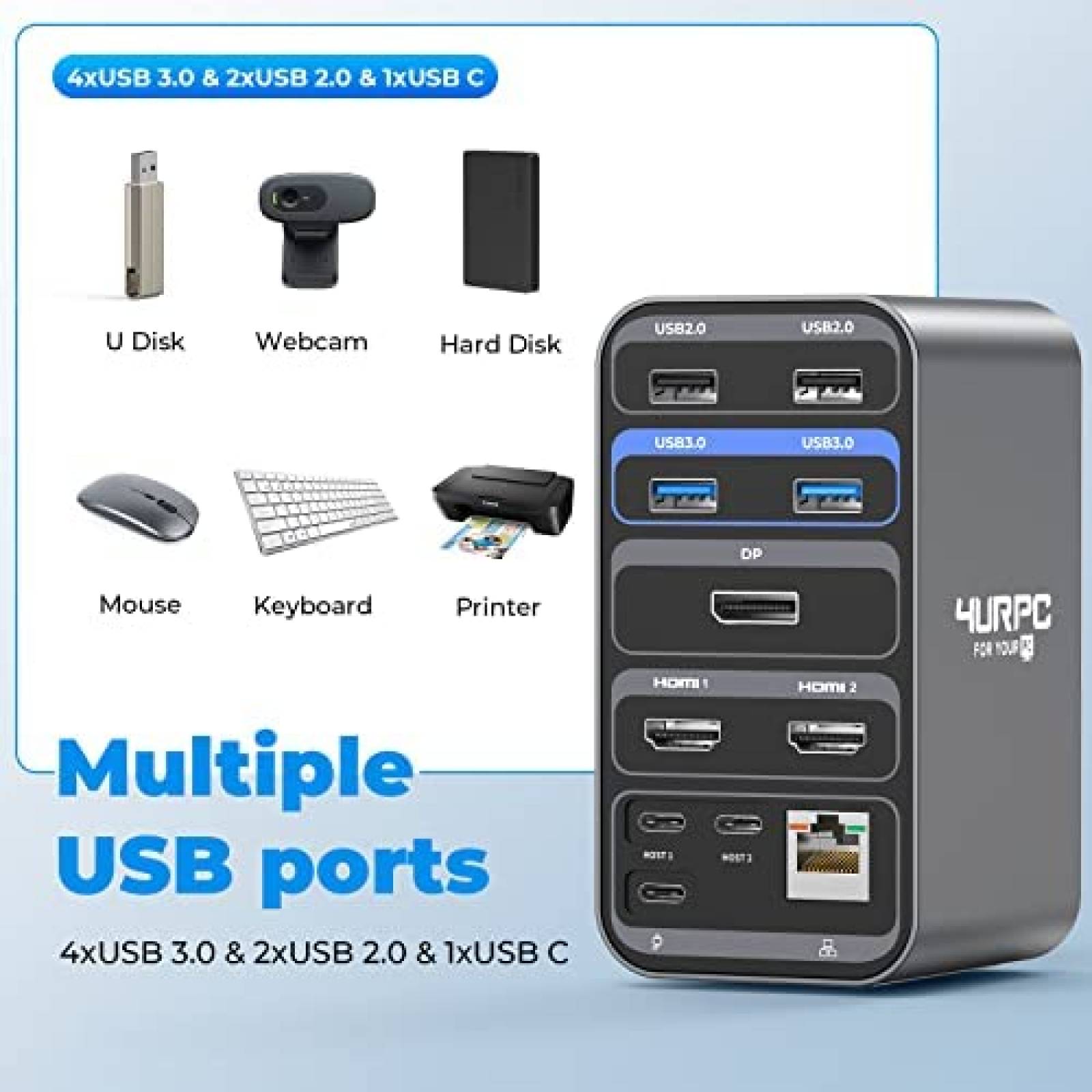 Docking Station 4URPC DSC09 13 en 1 HDMI DP LAN Audio -N