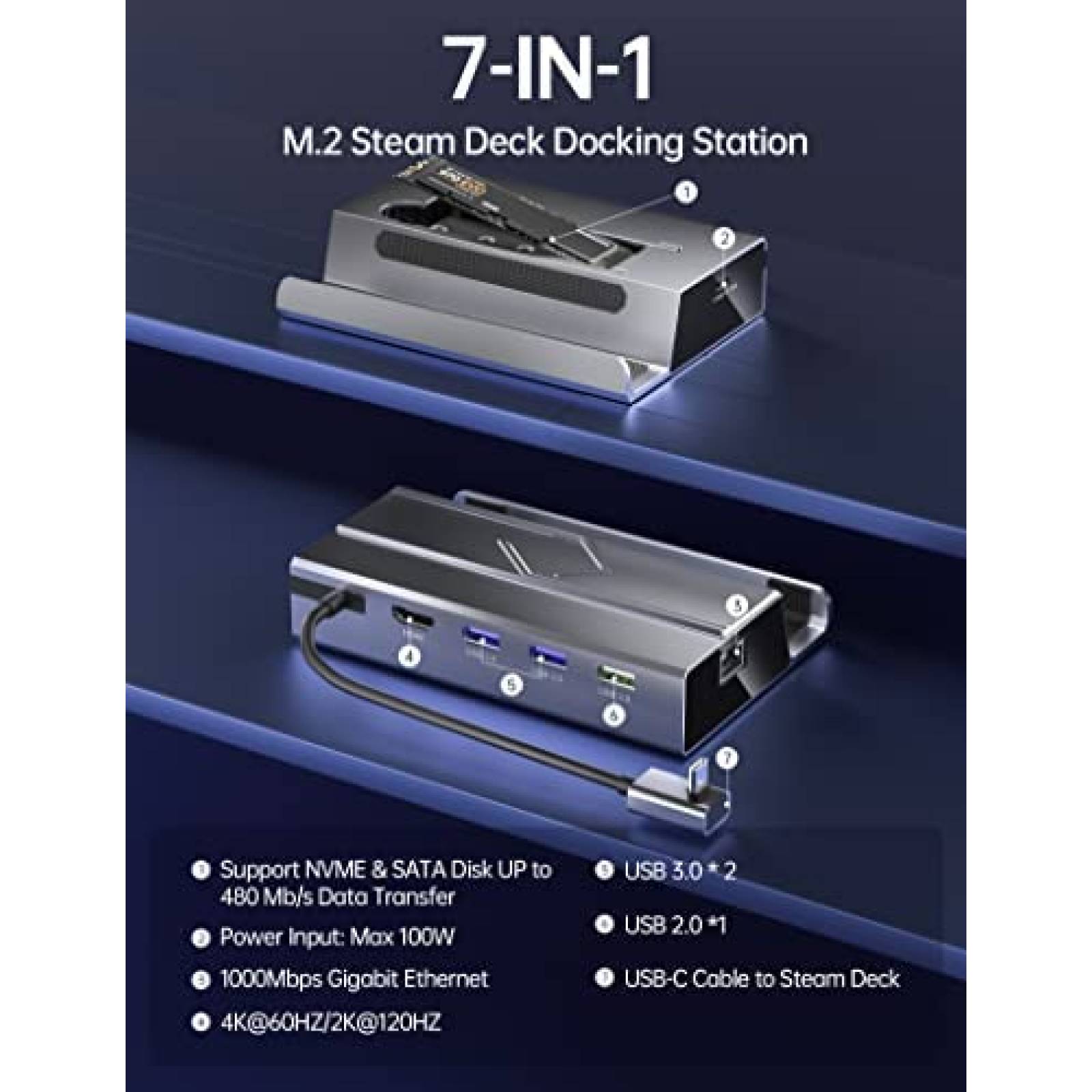 Docking Station UPTOHIGH Steam Deck Dock M.2 Caja SSD -G