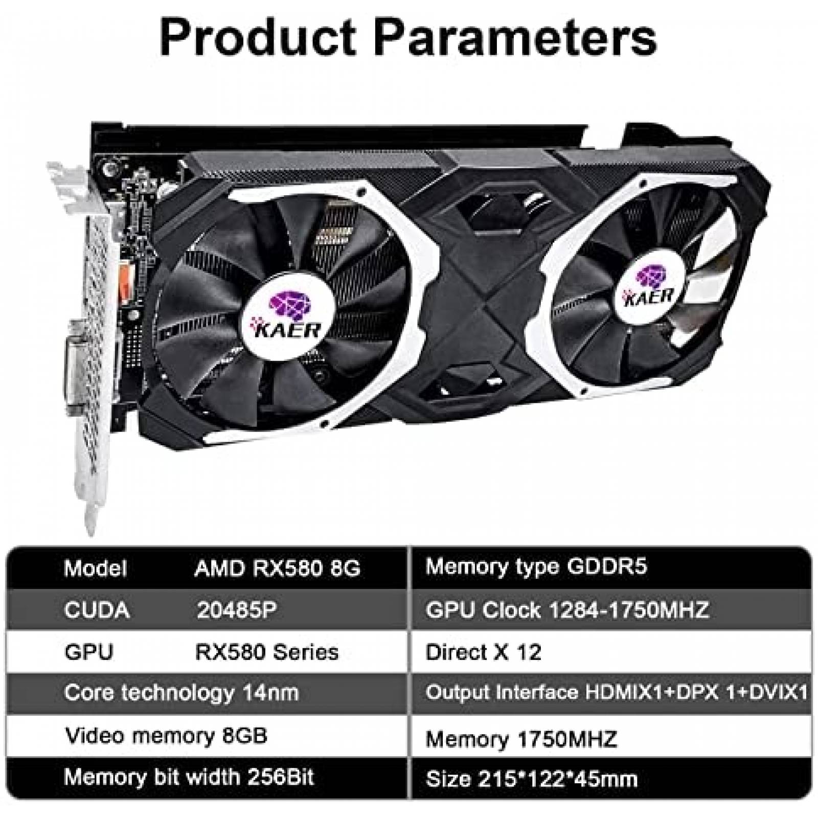 Tarjeta Grafica SHOWKINGS AMD Radeon RX 580 -Negro