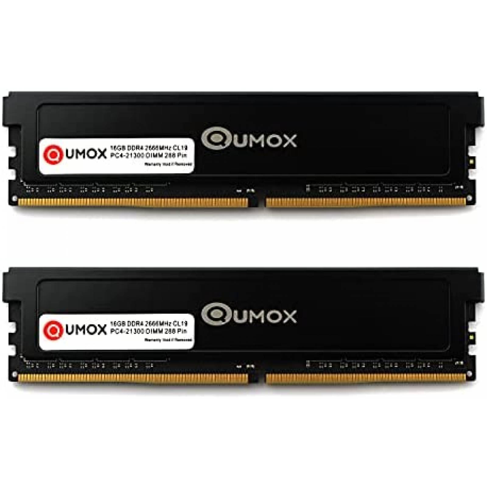 Kit de 2 Memorias RAM QUMOX 2X16GB DDR4 2666MHz -Negro