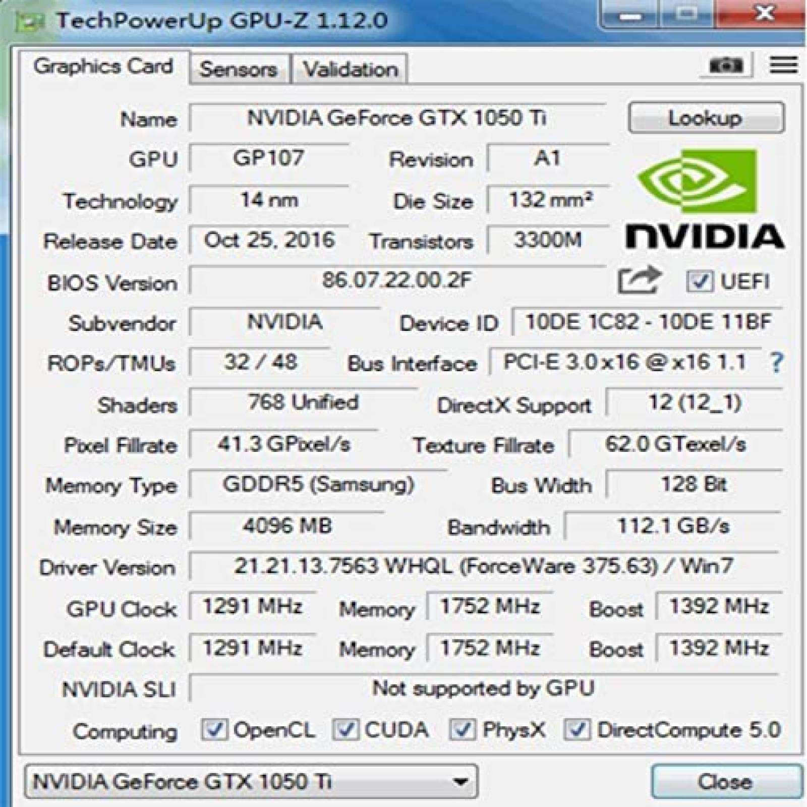Tarjeta Grafica QTHREE NVIDIA GeForce GTX 1050 Ti 4GB GDDR5