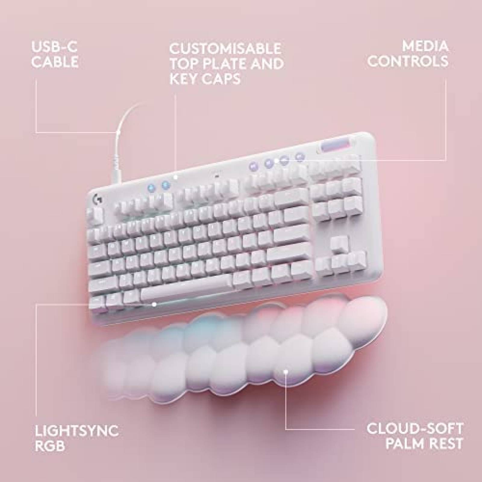 Teclado LOGITECH Mecanico Ergonomico Retroiluminado -Blanco