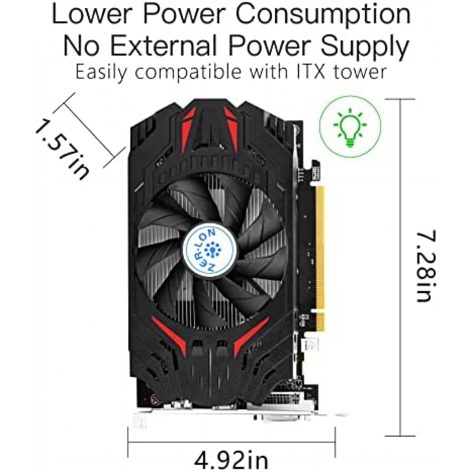 Tarjeta Grafica ZER-LON AMD Radeon RX 550 4GB GDDR5 -Negro