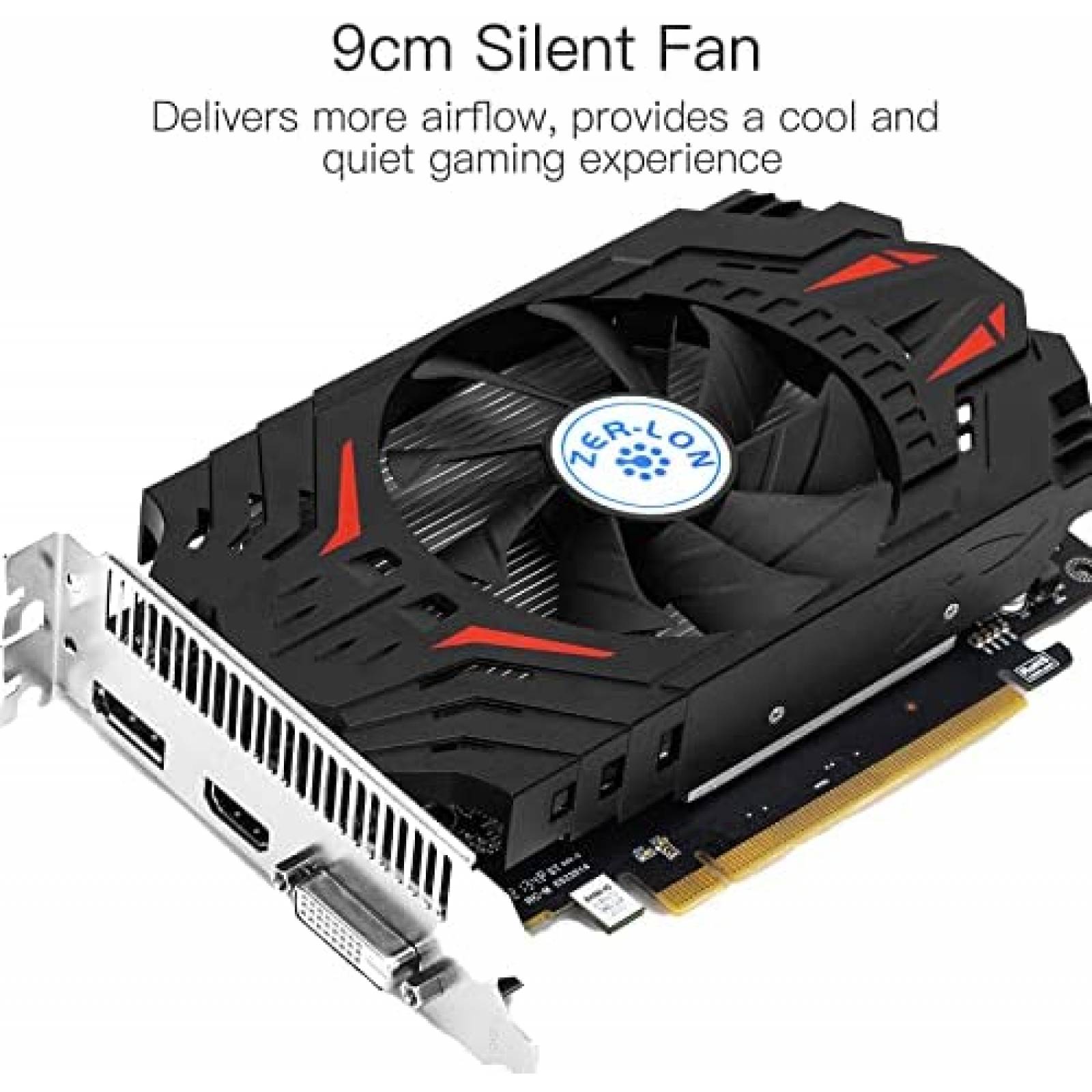 Tarjeta Grafica ZER-LON AMD Radeon RX 550 4GB GDDR5 -Negro