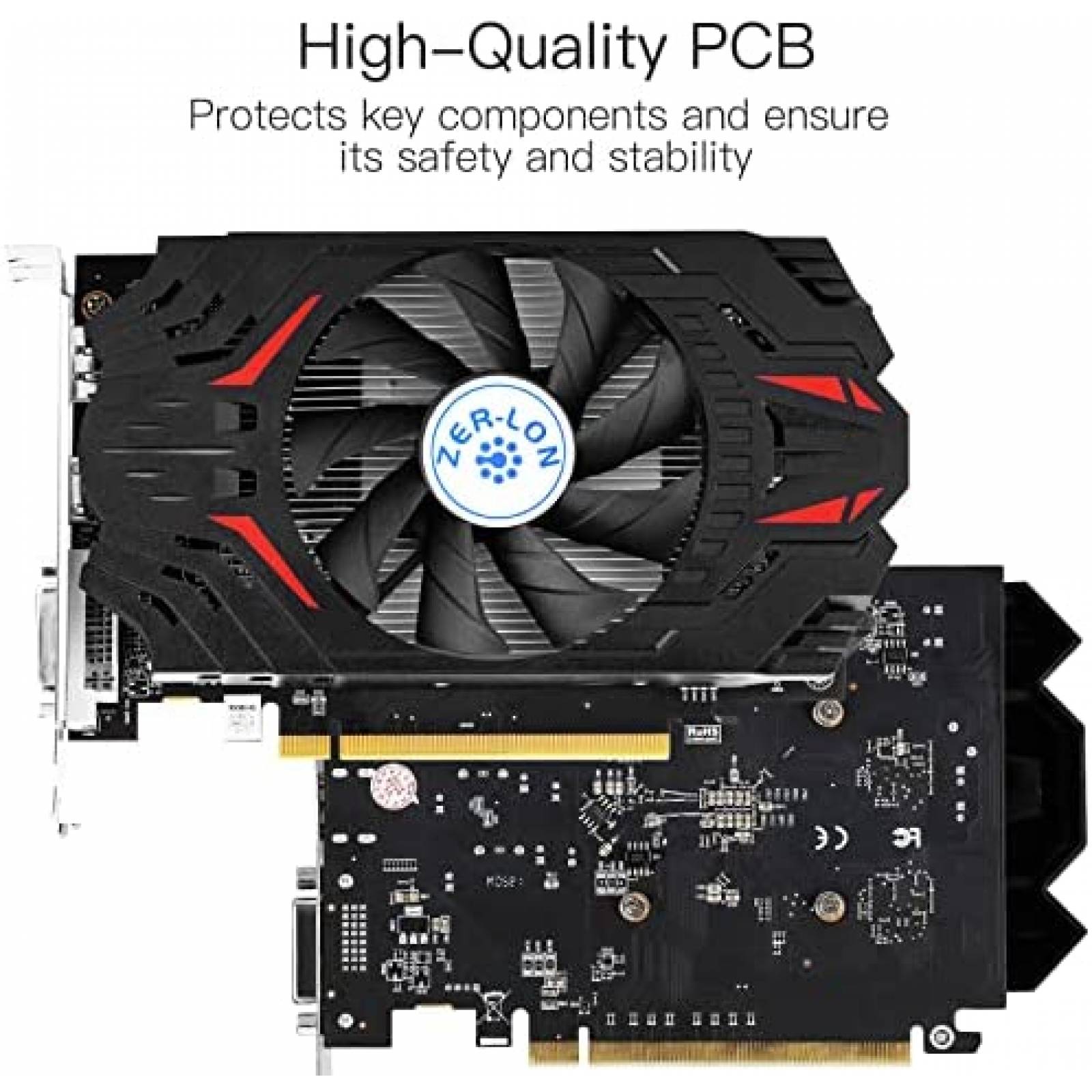 Tarjeta Grafica ZER-LON AMD Radeon RX 550 4GB GDDR5 -Negro