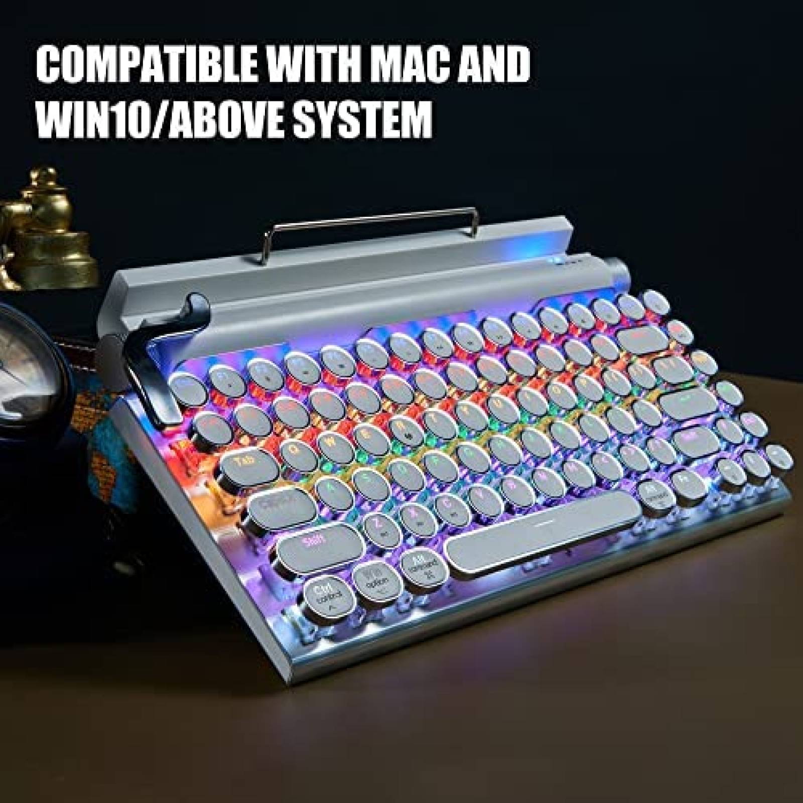 Teclado 7KEYS Mecanico Ergonomico Retroiluminado -Blanco