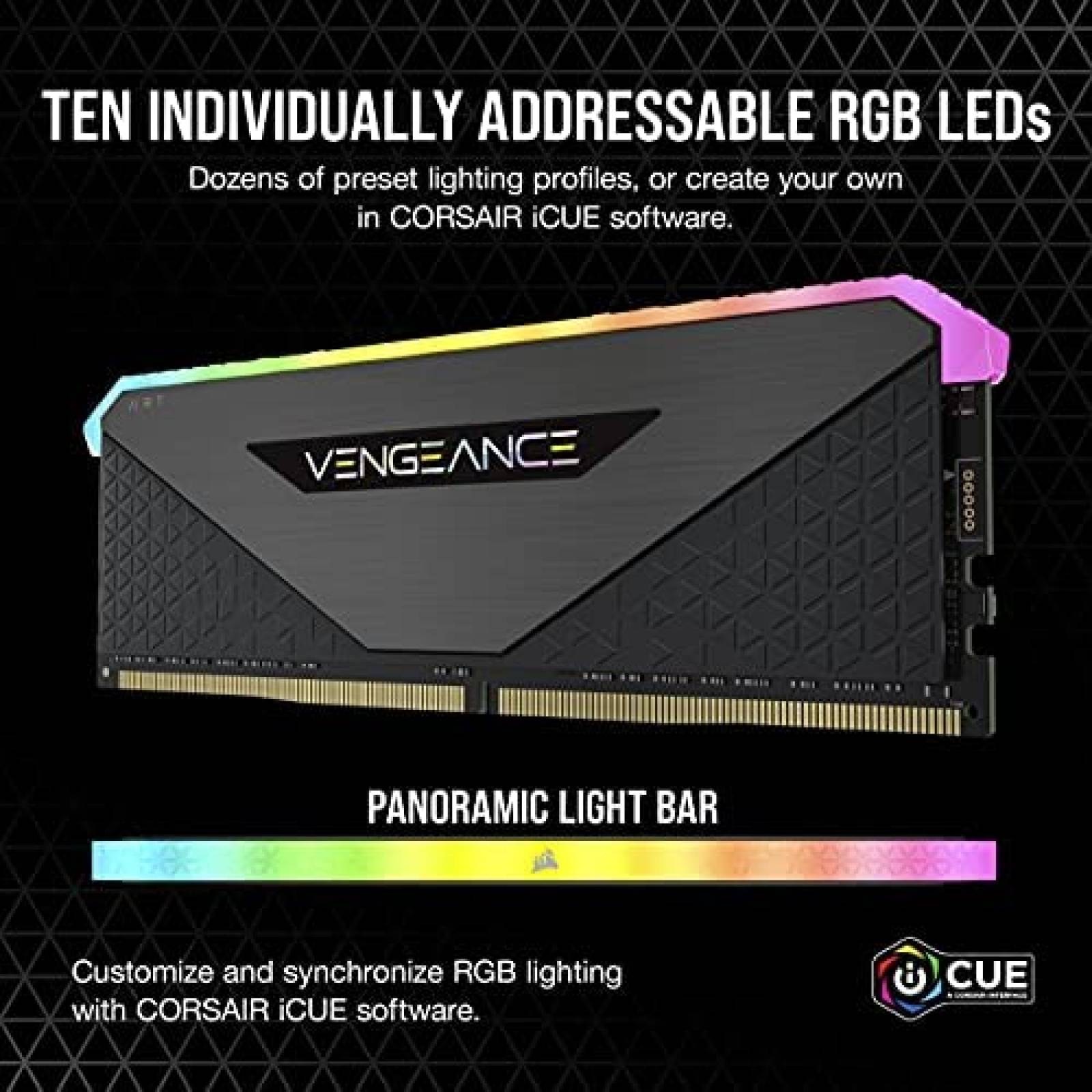 Kit de 4 Memorias RAM Corsair RGB 4x16GB DDR4 -Negro