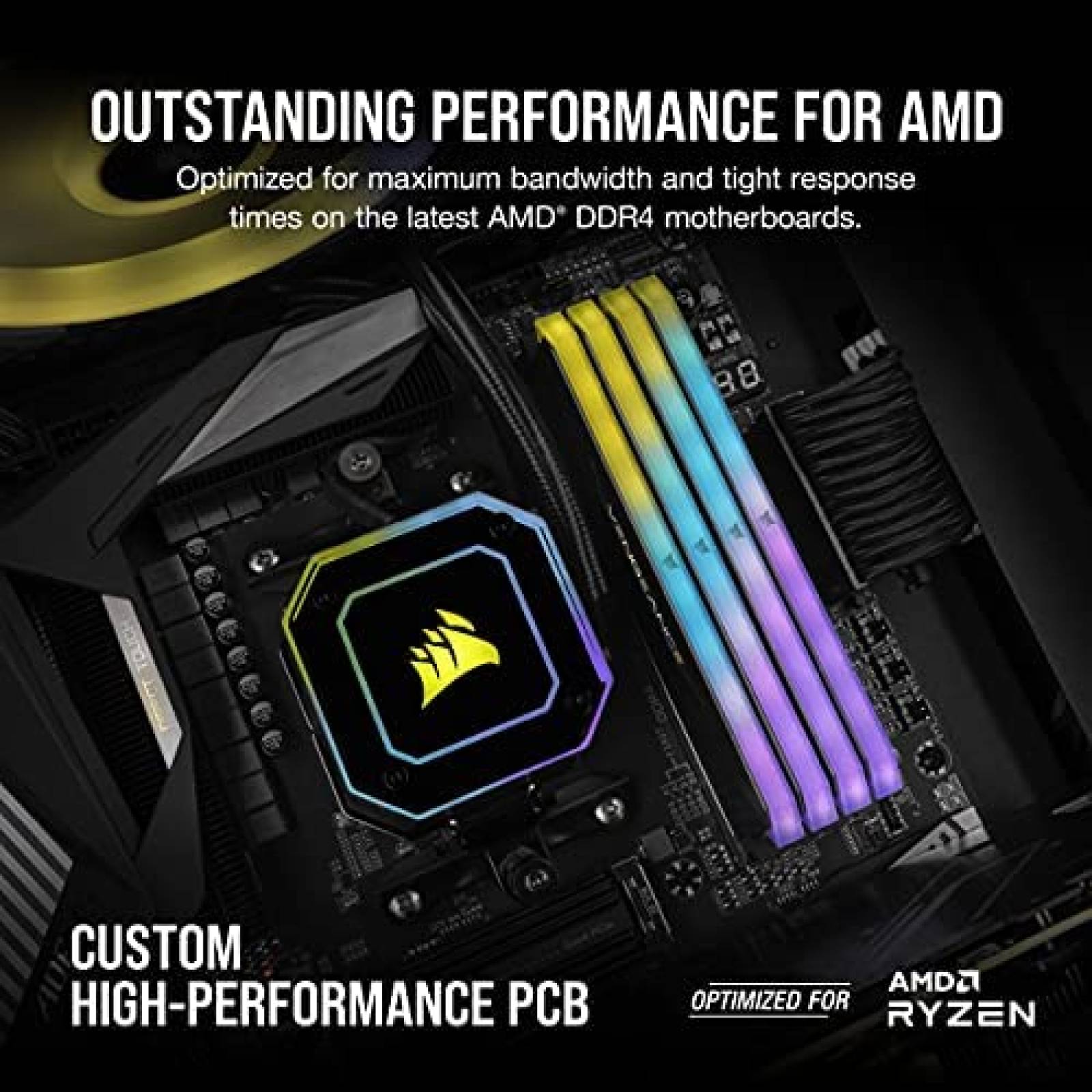 Kit de 4 Memorias RAM Corsair RGB 4x16GB DDR4 -Negro